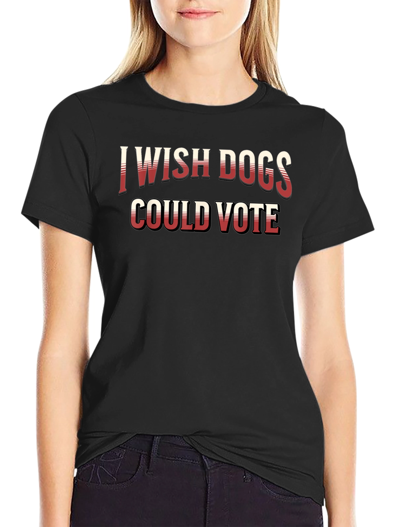 I Wish Dogs Could Vote Black Crew Neck T-Shirt