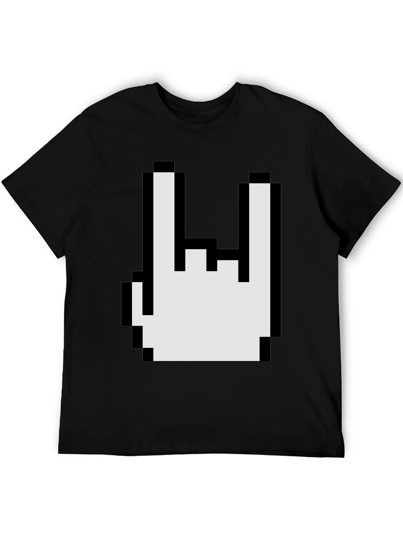 Pixel Rock On Gesture Graphic T-Shirt