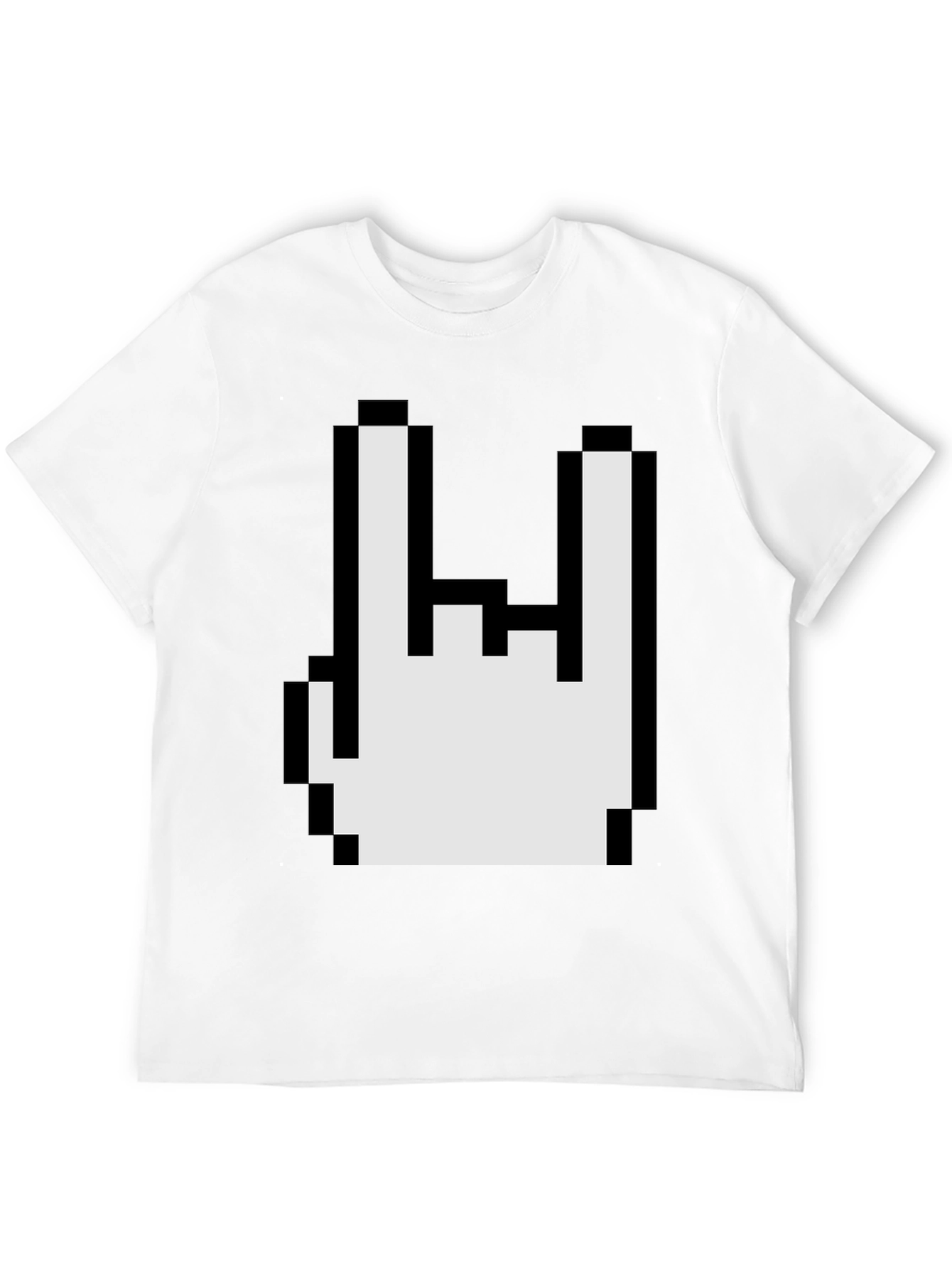 Pixel Rock On Gesture Graphic T-Shirt