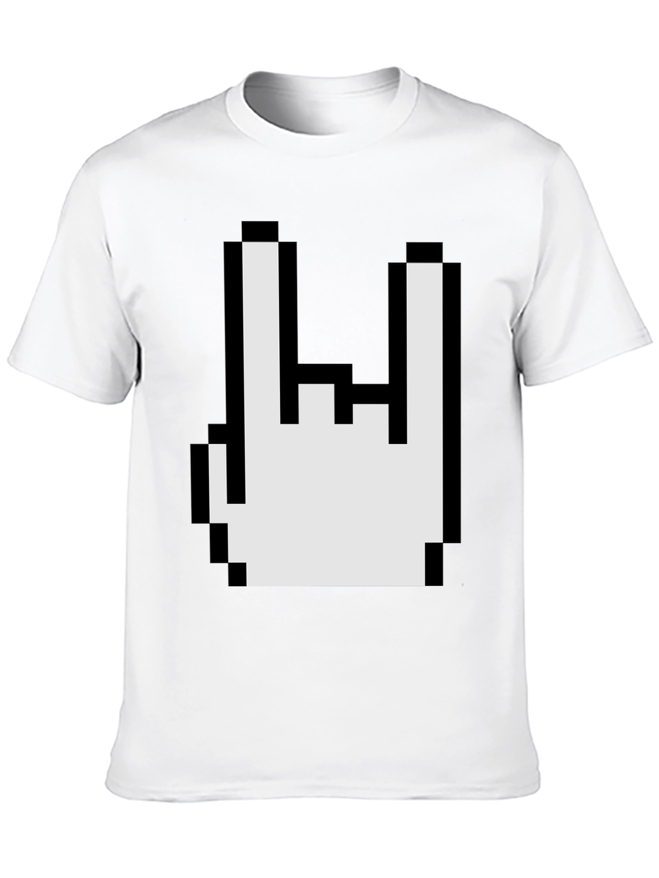 Pixel Rock On Gesture Graphic T-Shirt