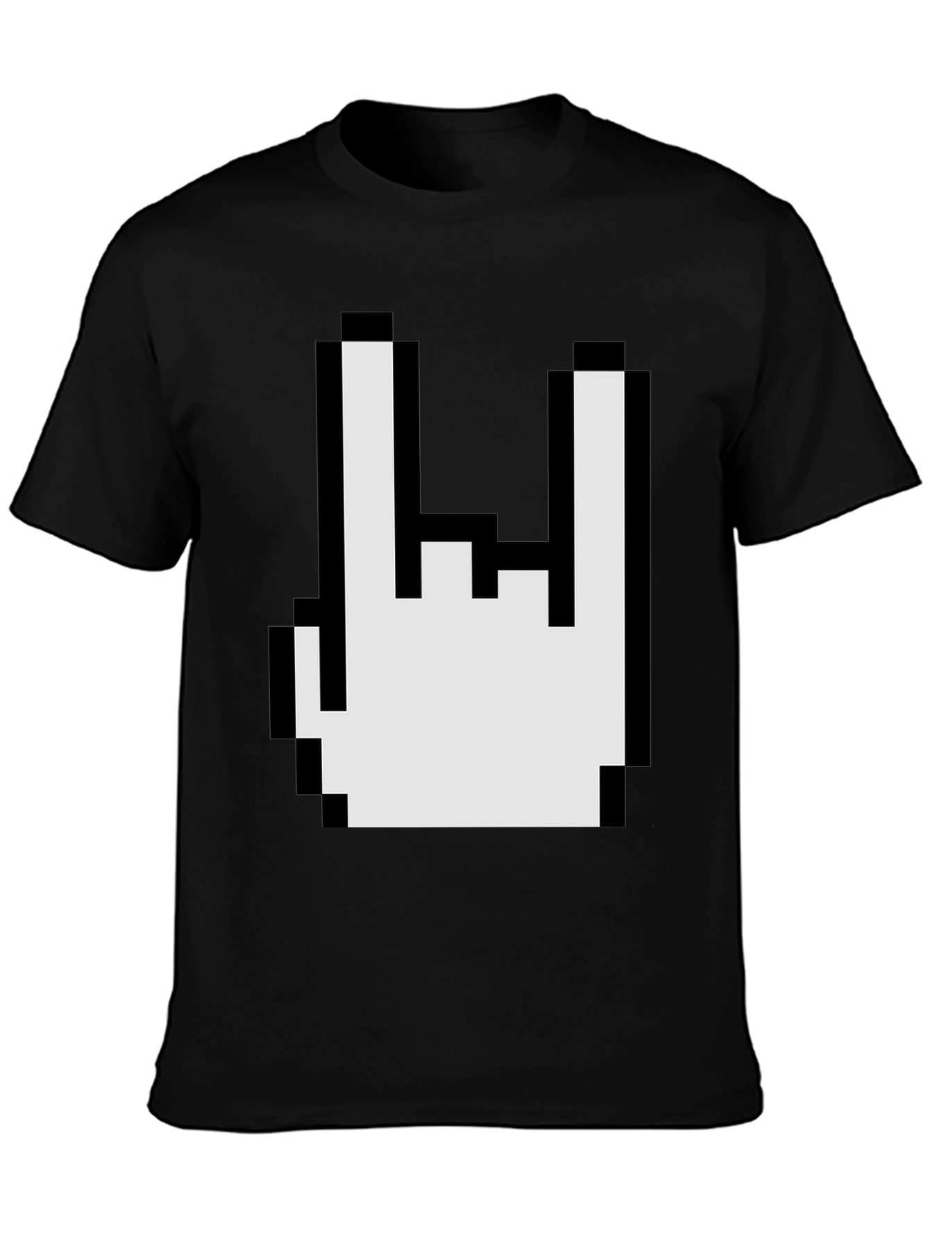 Pixel Rock On Gesture Graphic T-Shirt
