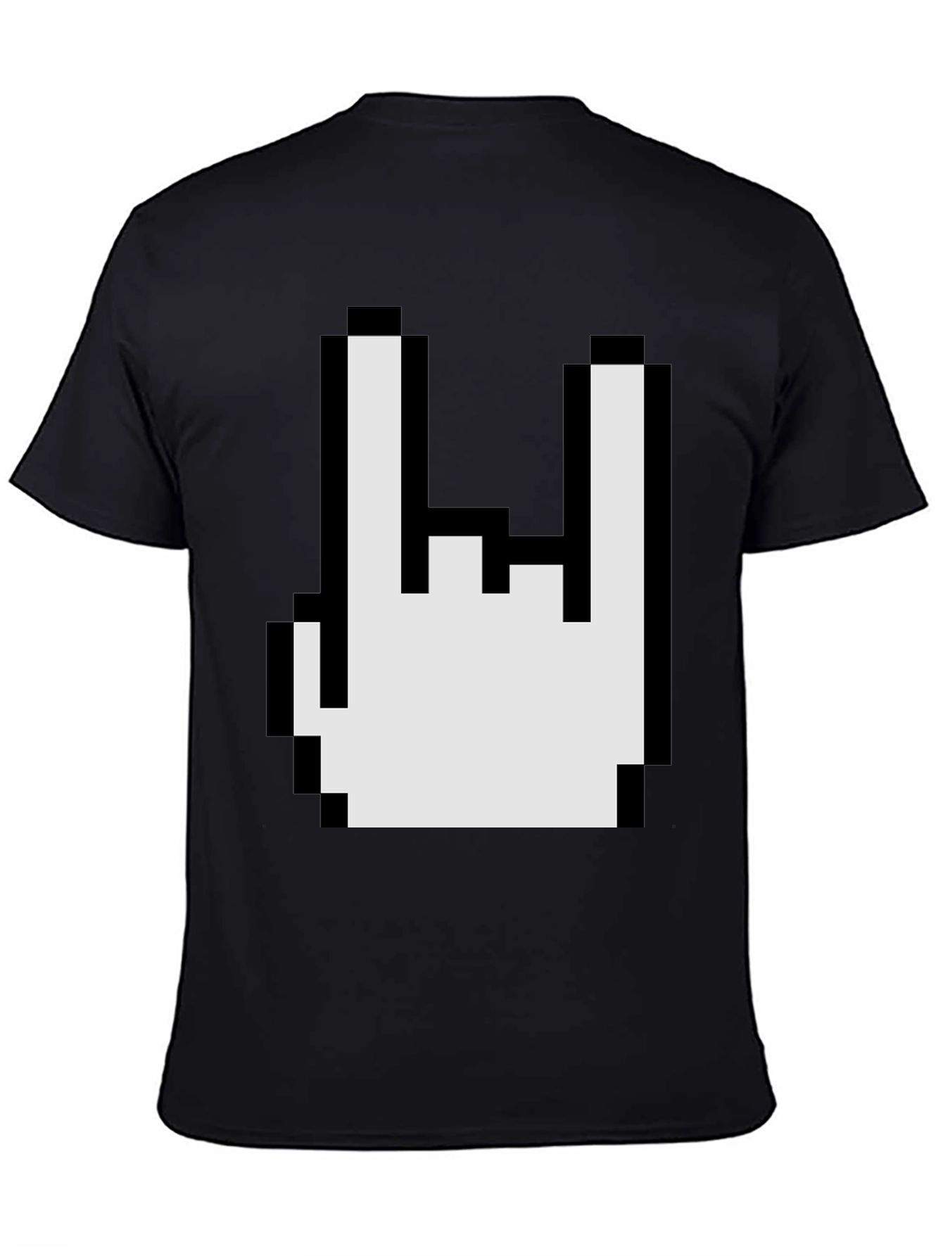 Pixel Rock On Gesture Graphic T-Shirt