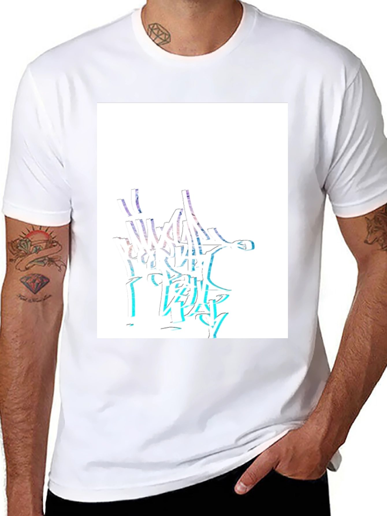 Abstract Graffiti Style Black Cotton T-Shirt
