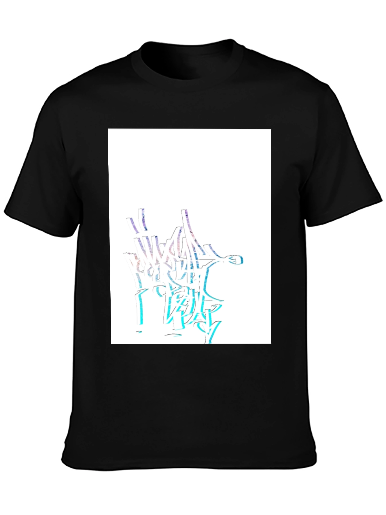 Abstract Graffiti Style Black Cotton T-Shirt