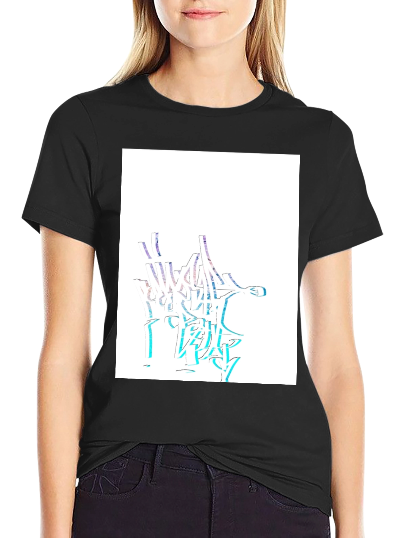 Abstract Graffiti Style Black Cotton T-Shirt