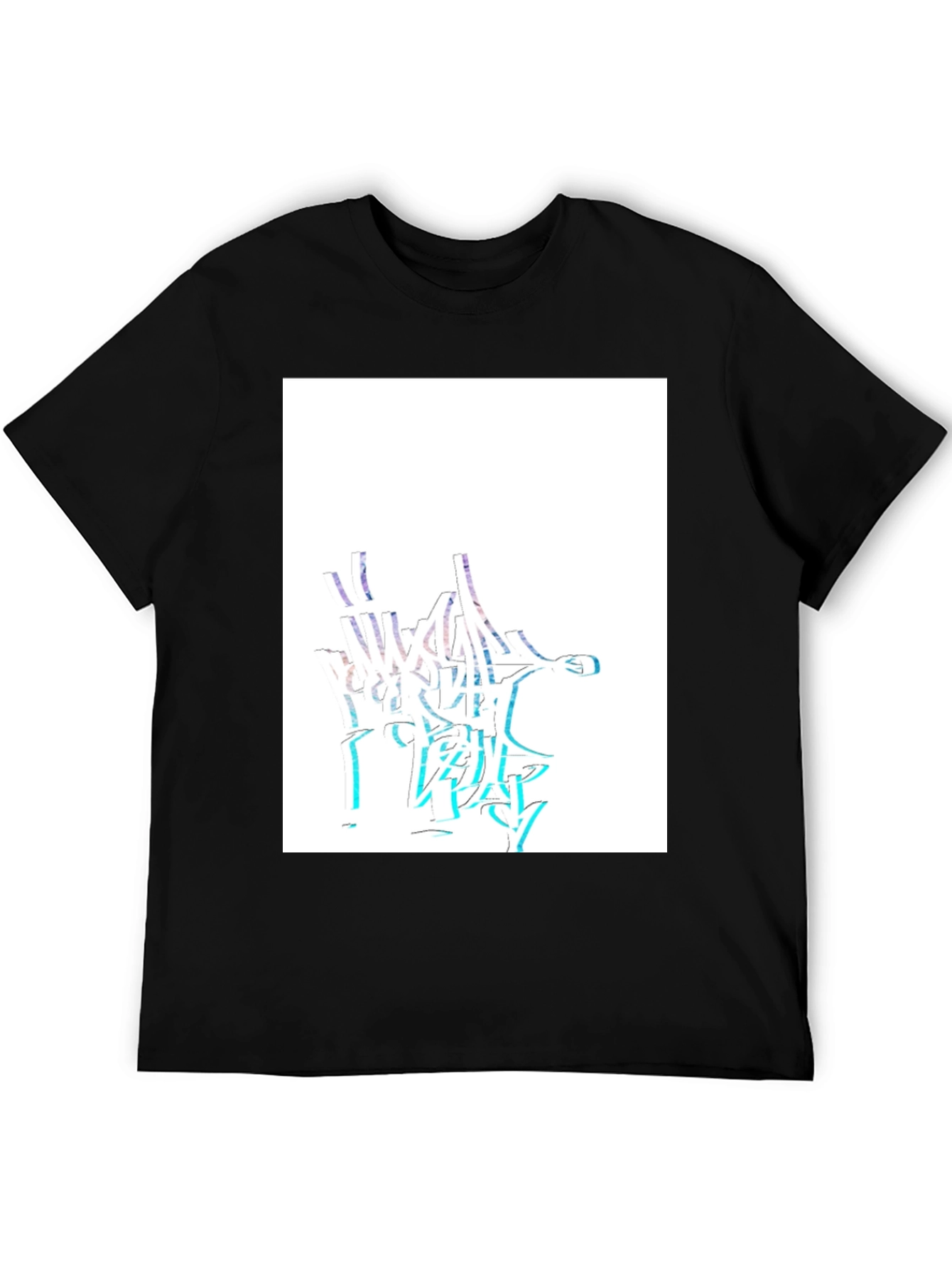 Abstract Graffiti Style Black Cotton T-Shirt