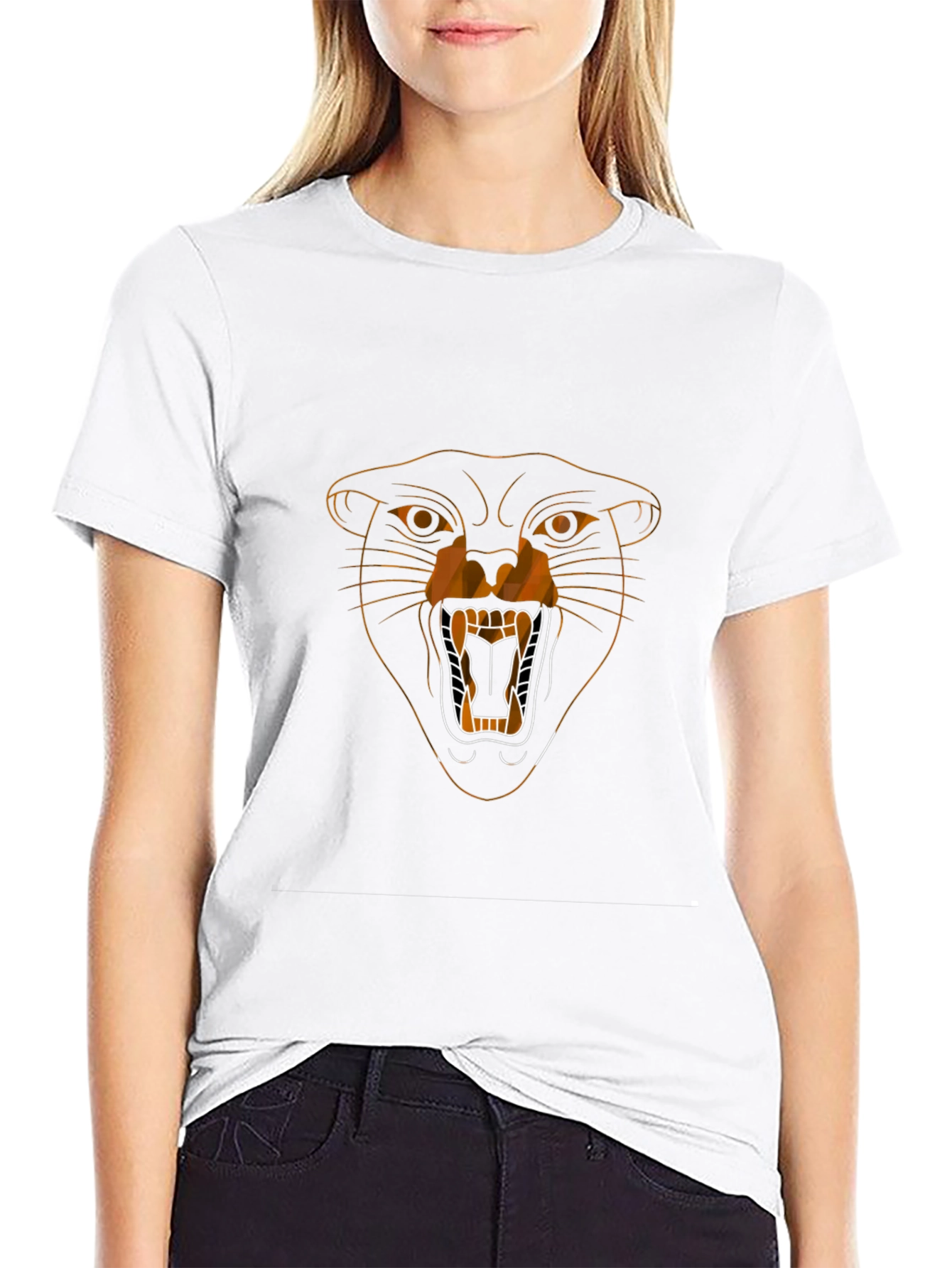Black T-Shirt with Graphic Panther Design