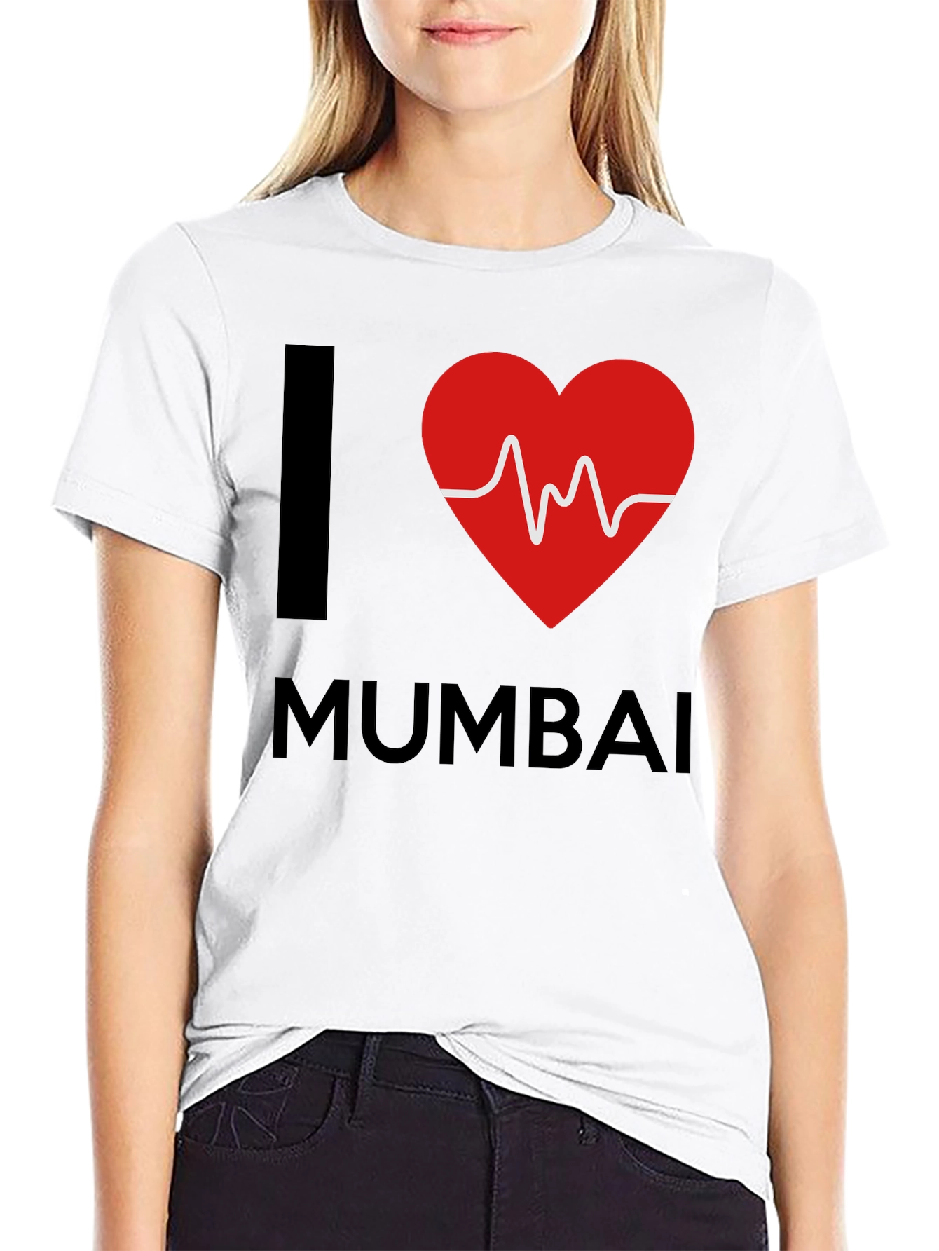 I Love Mumbai Graphic Tee - Black Cotton T-Shirt