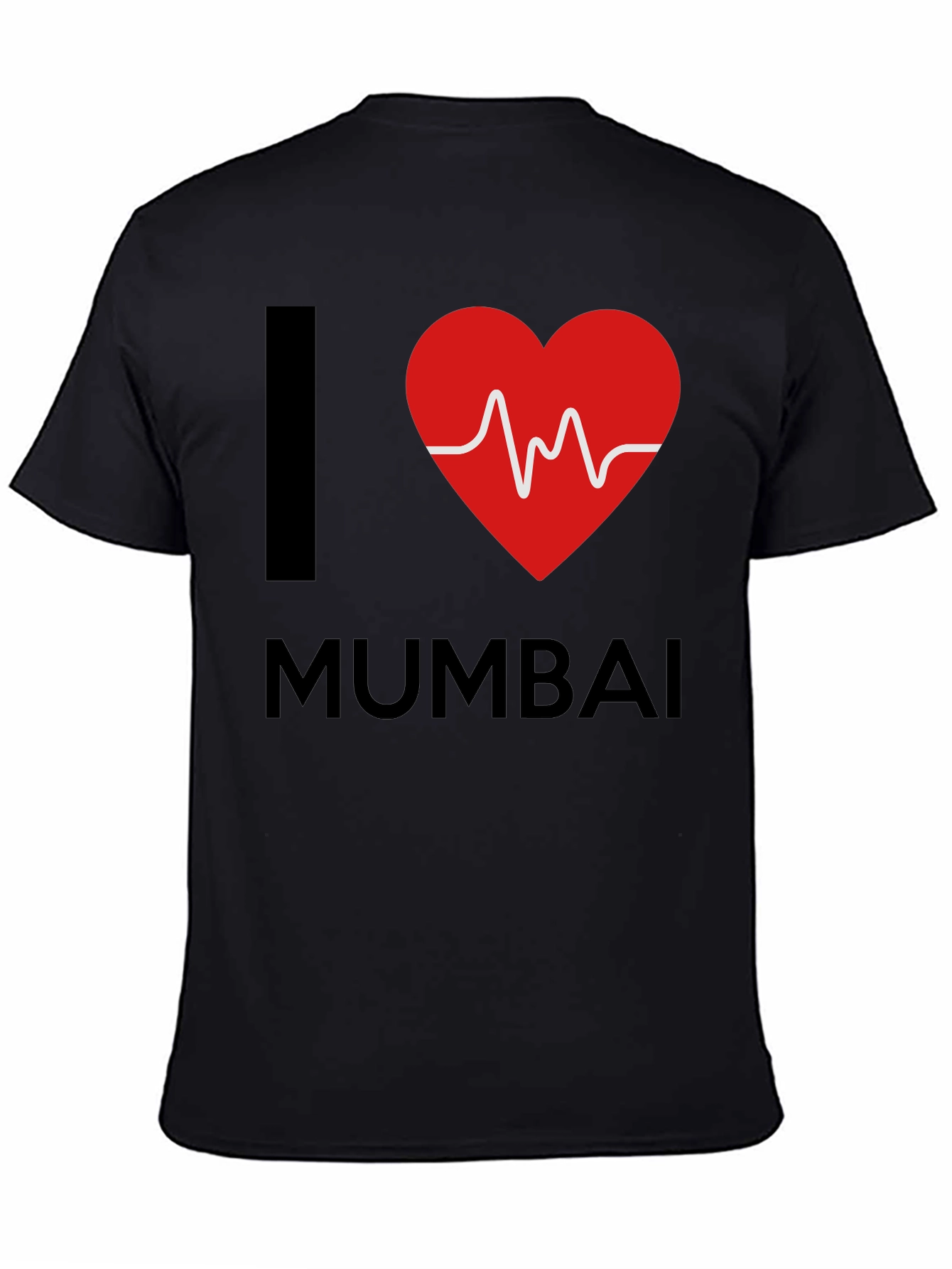 I Love Mumbai Graphic Tee - Black Cotton T-Shirt