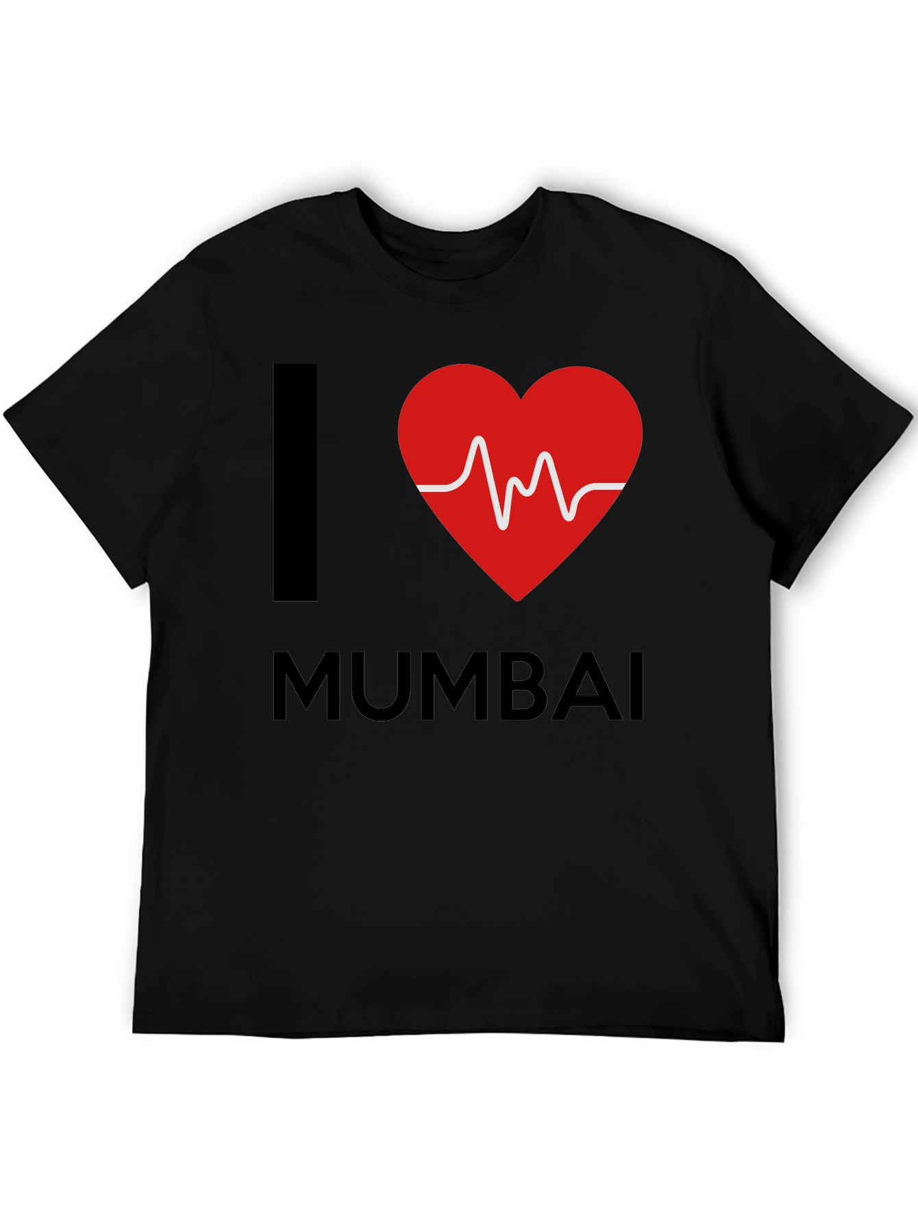 I Love Mumbai Graphic Tee - Black Cotton T-Shirt