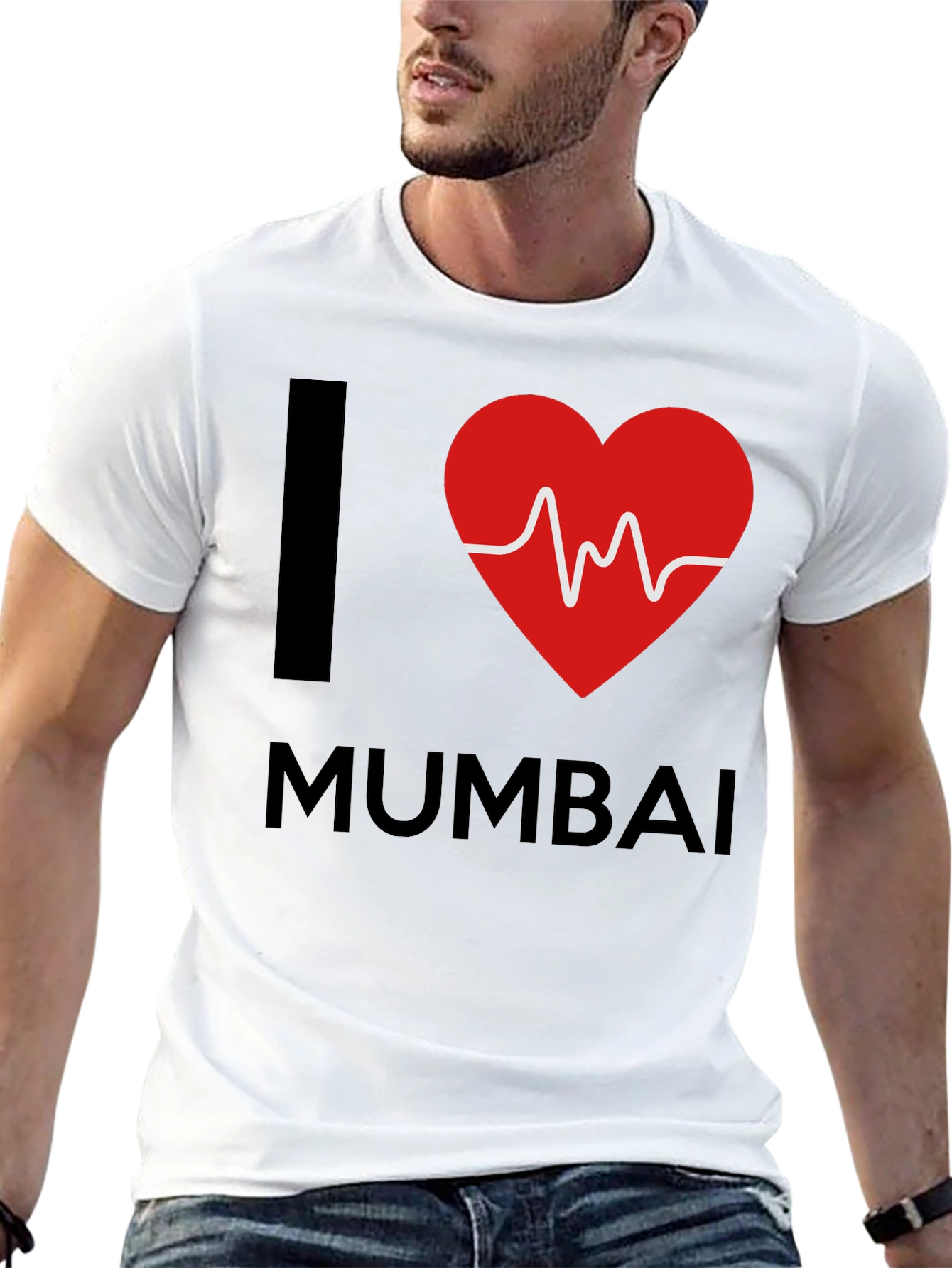 I Love Mumbai Graphic Tee - Black Cotton T-Shirt