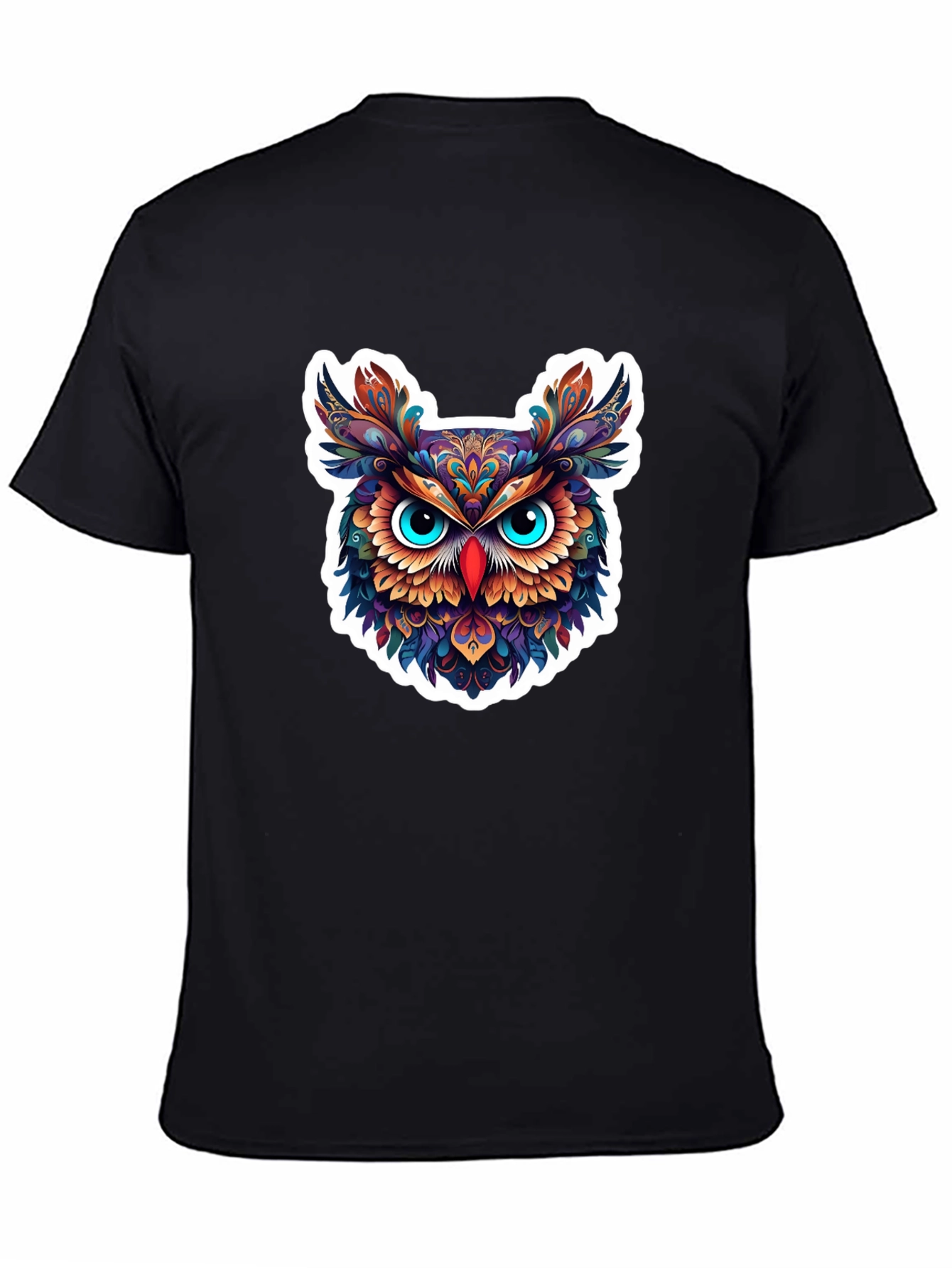 Mens Black Owl Graphic Tee