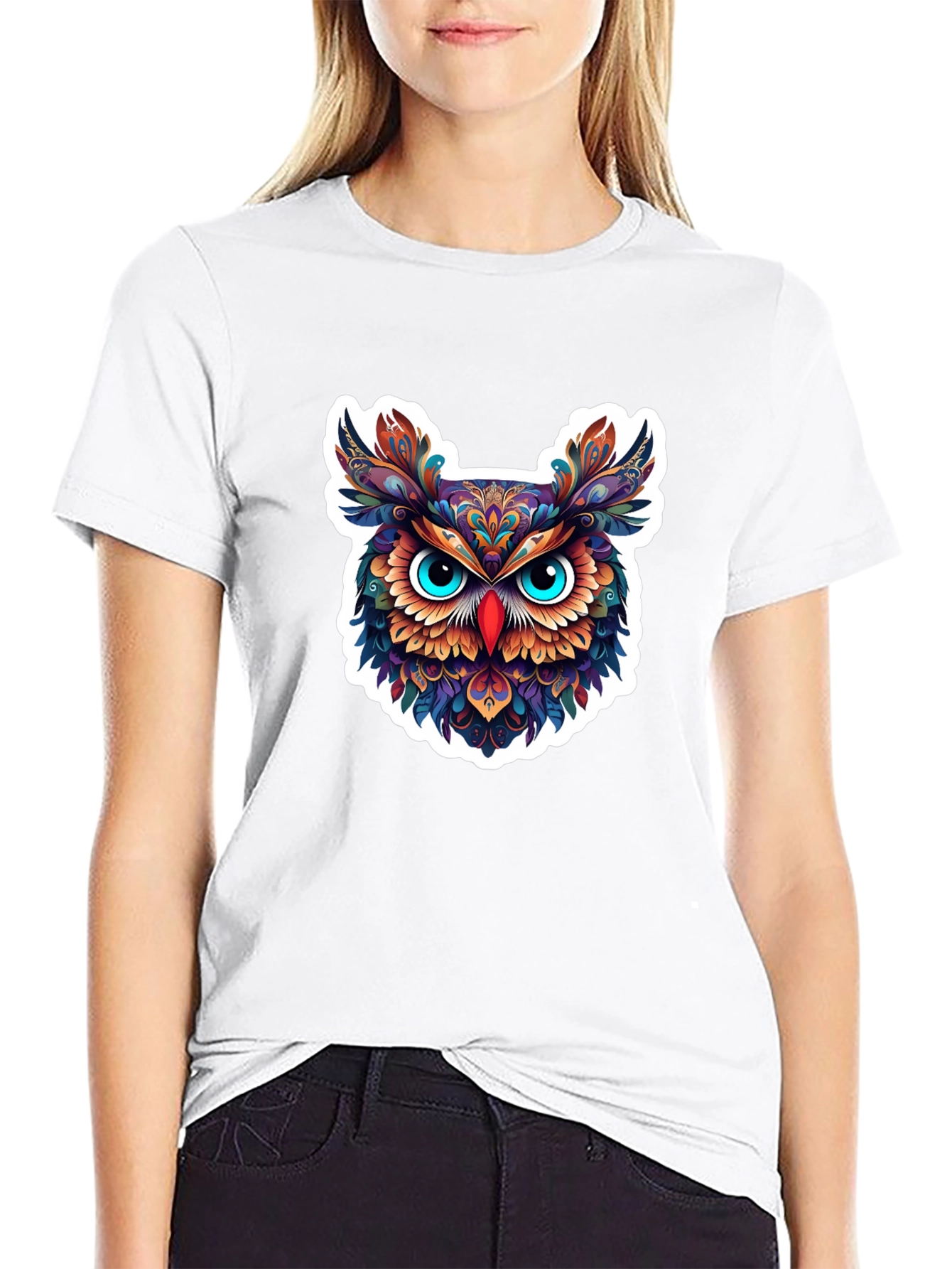 Mens Black Owl Graphic Tee