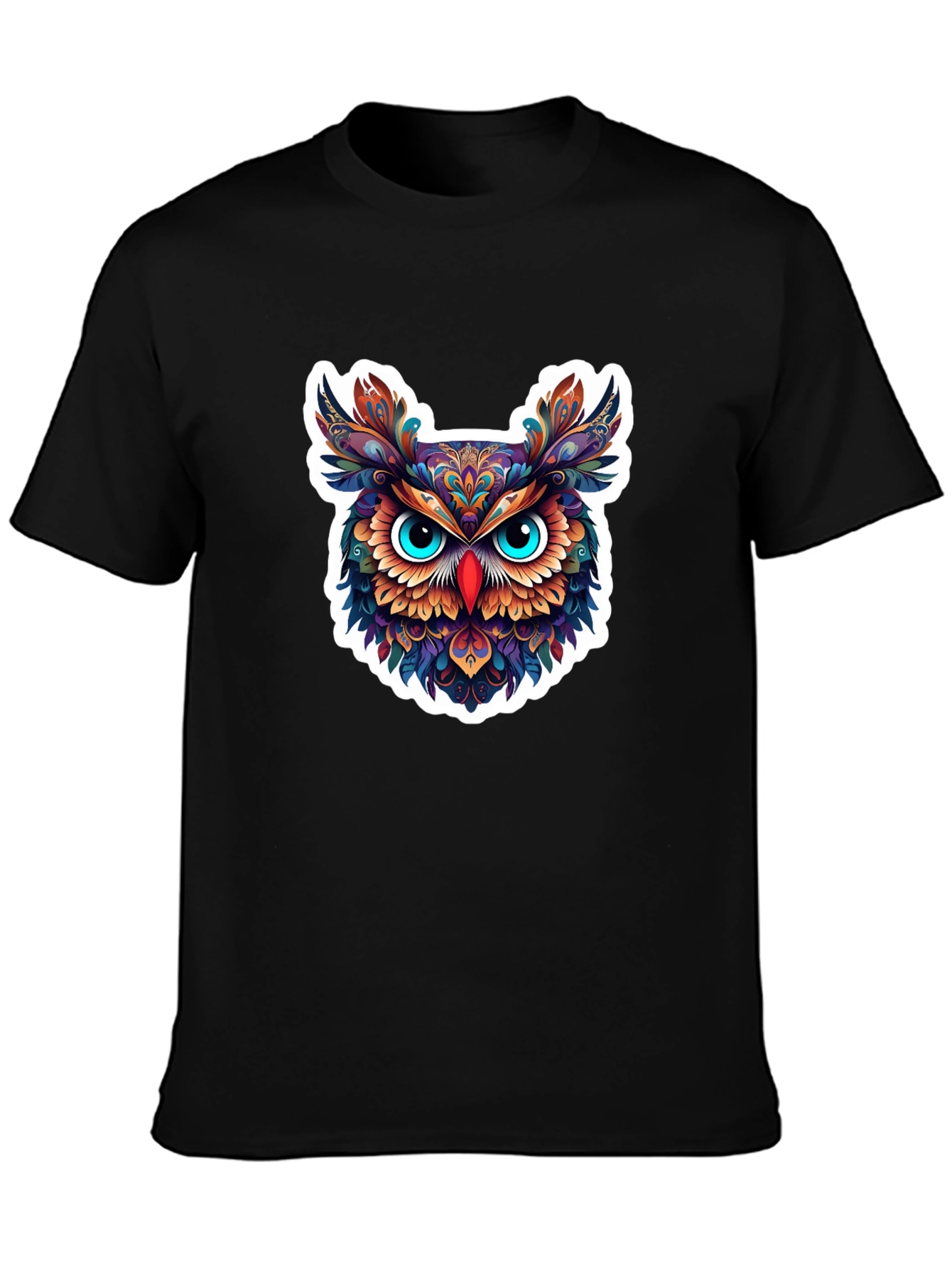 Mens Black Owl Graphic Tee