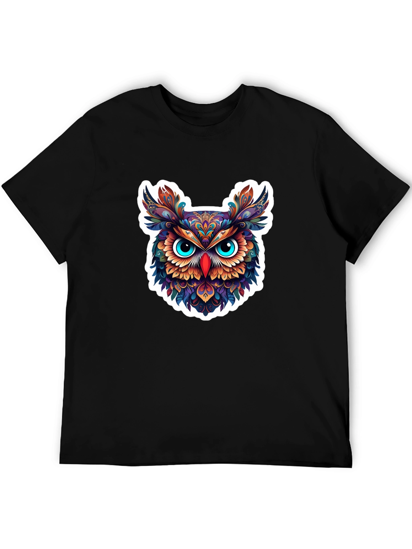 Mens Black Owl Graphic Tee