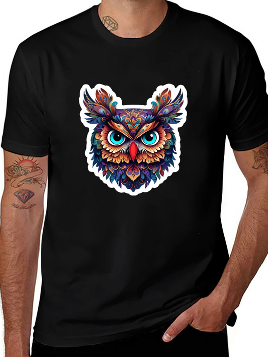Mens Black Owl Graphic Tee