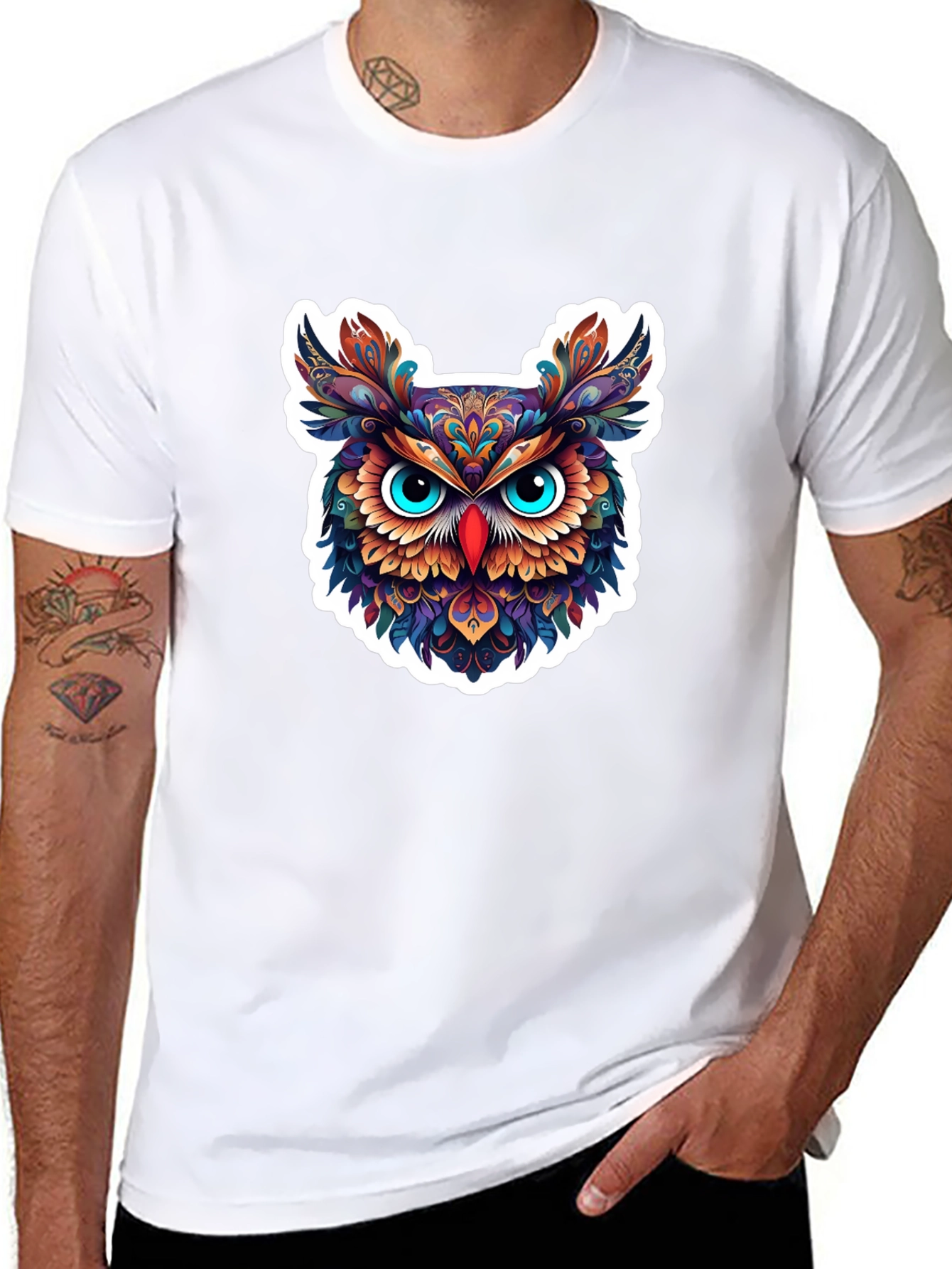 Mens Black Owl Graphic Tee