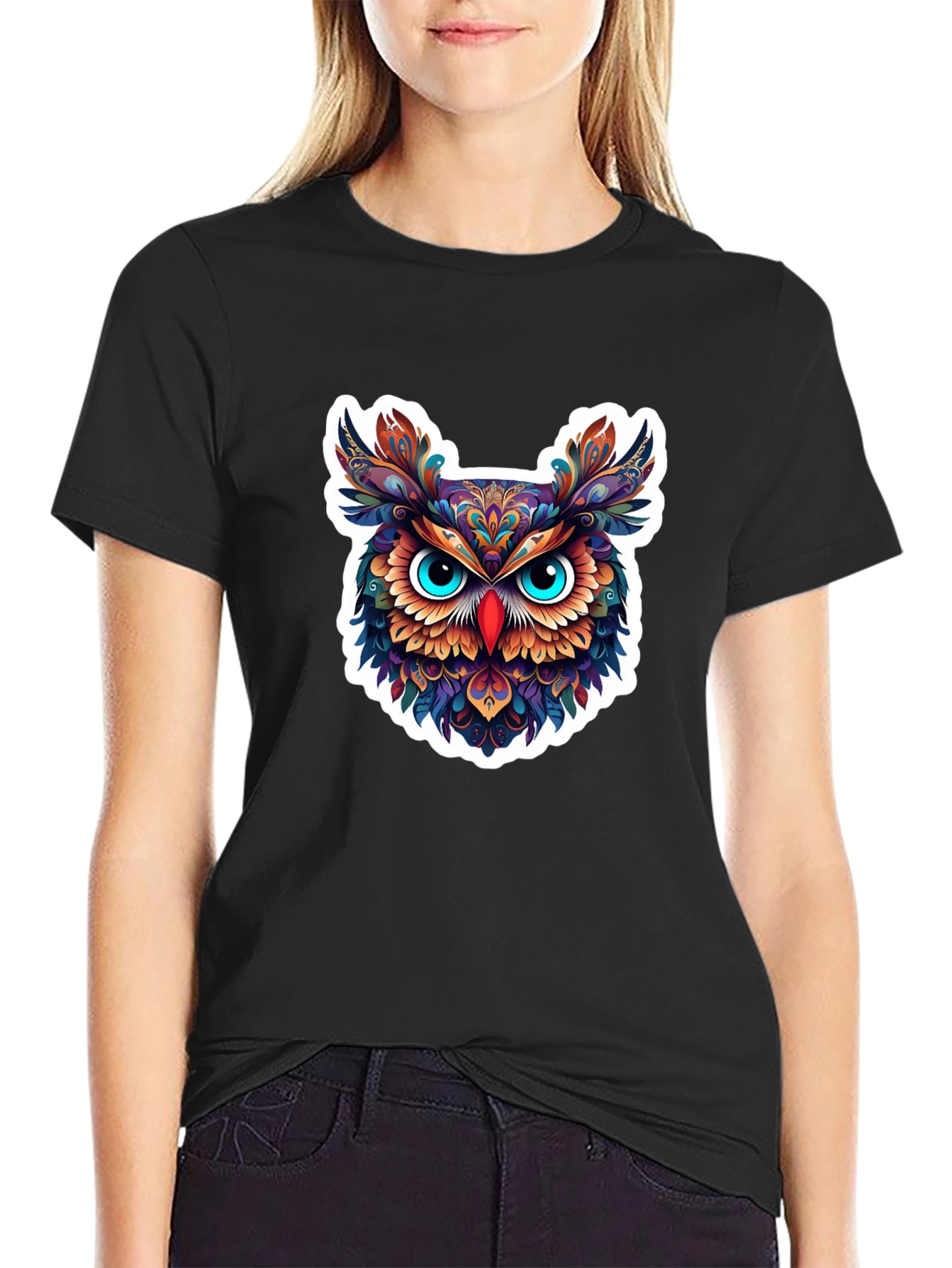 Mens Black Owl Graphic Tee
