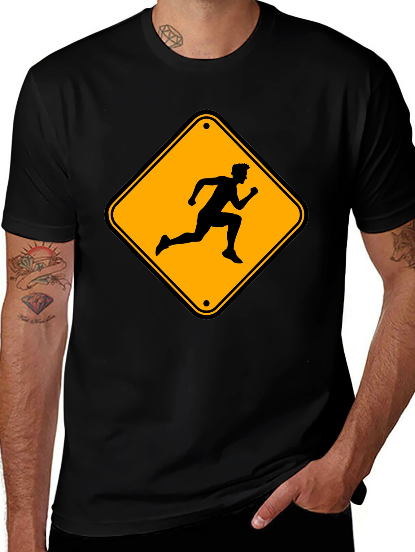 Runner Crossing Mens Black T-Shirt