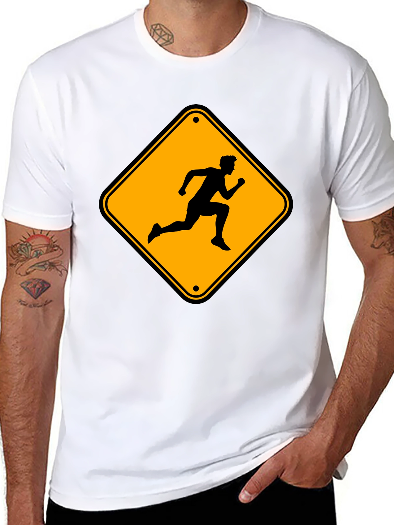 Runner Crossing Mens Black T-Shirt