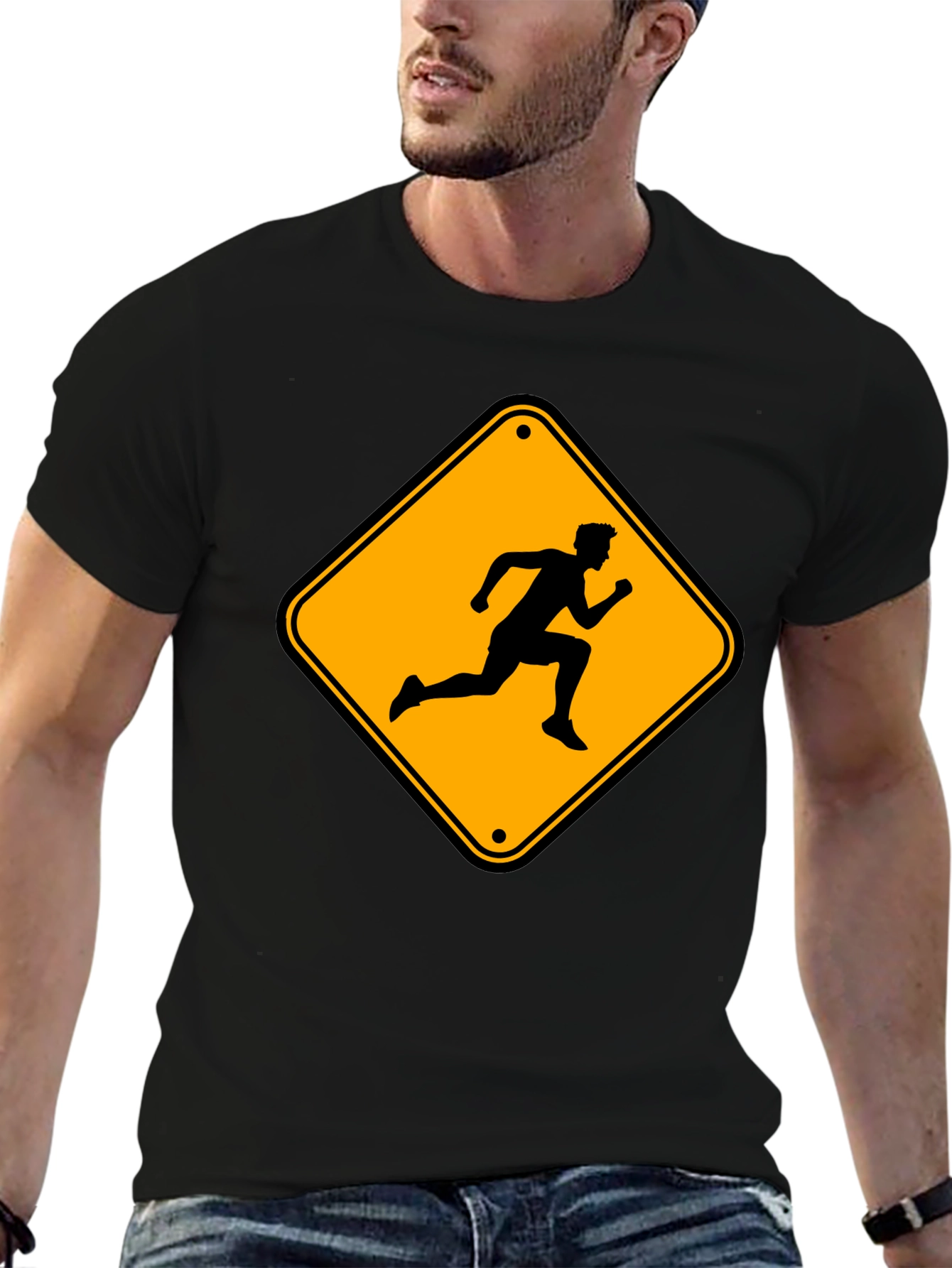 Runner Crossing Mens Black T-Shirt