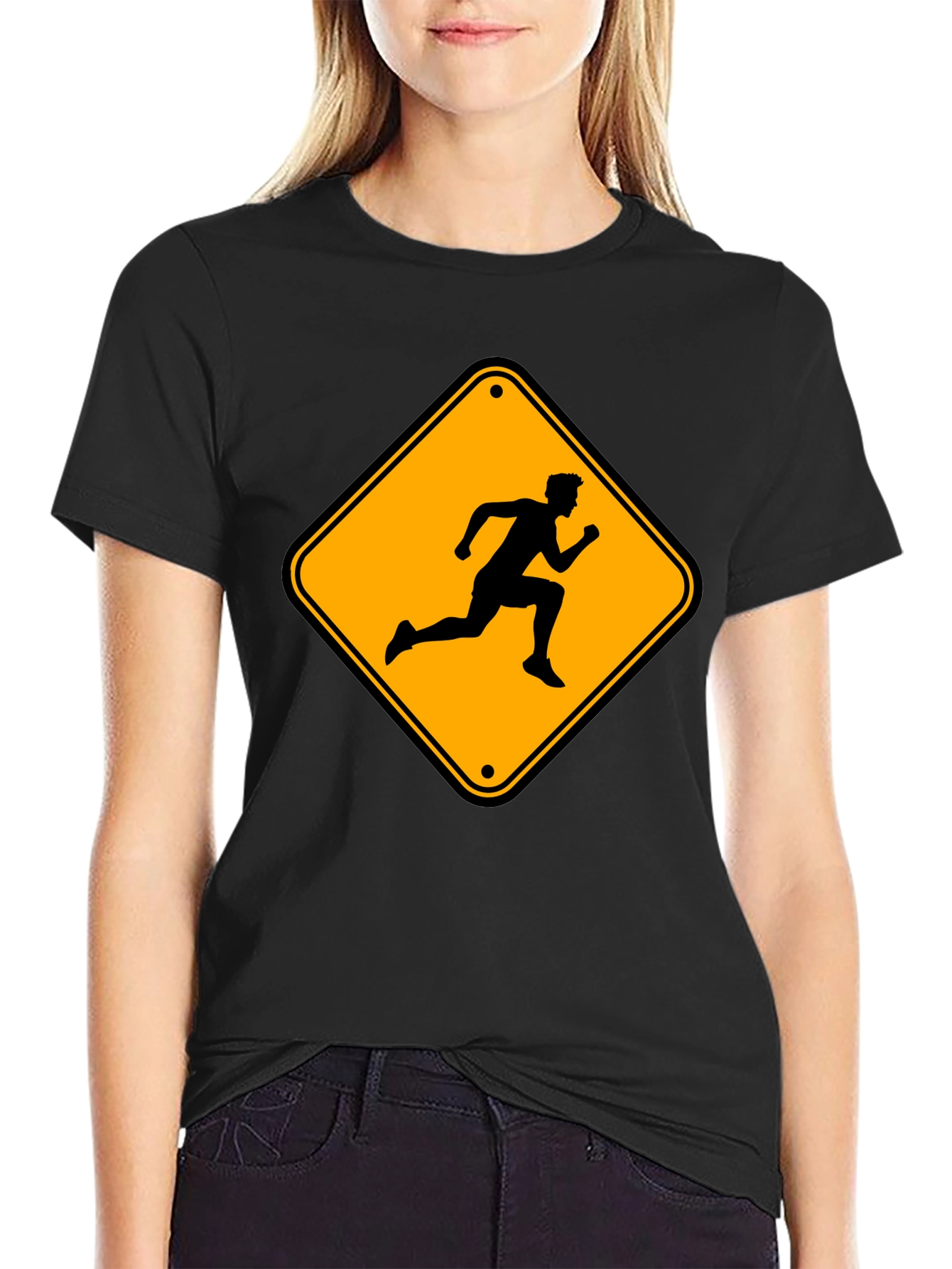 Runner Crossing Mens Black T-Shirt