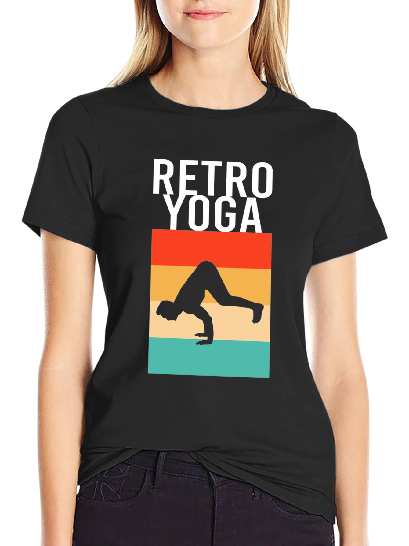 Retro Yoga Pose Graphic T-Shirt