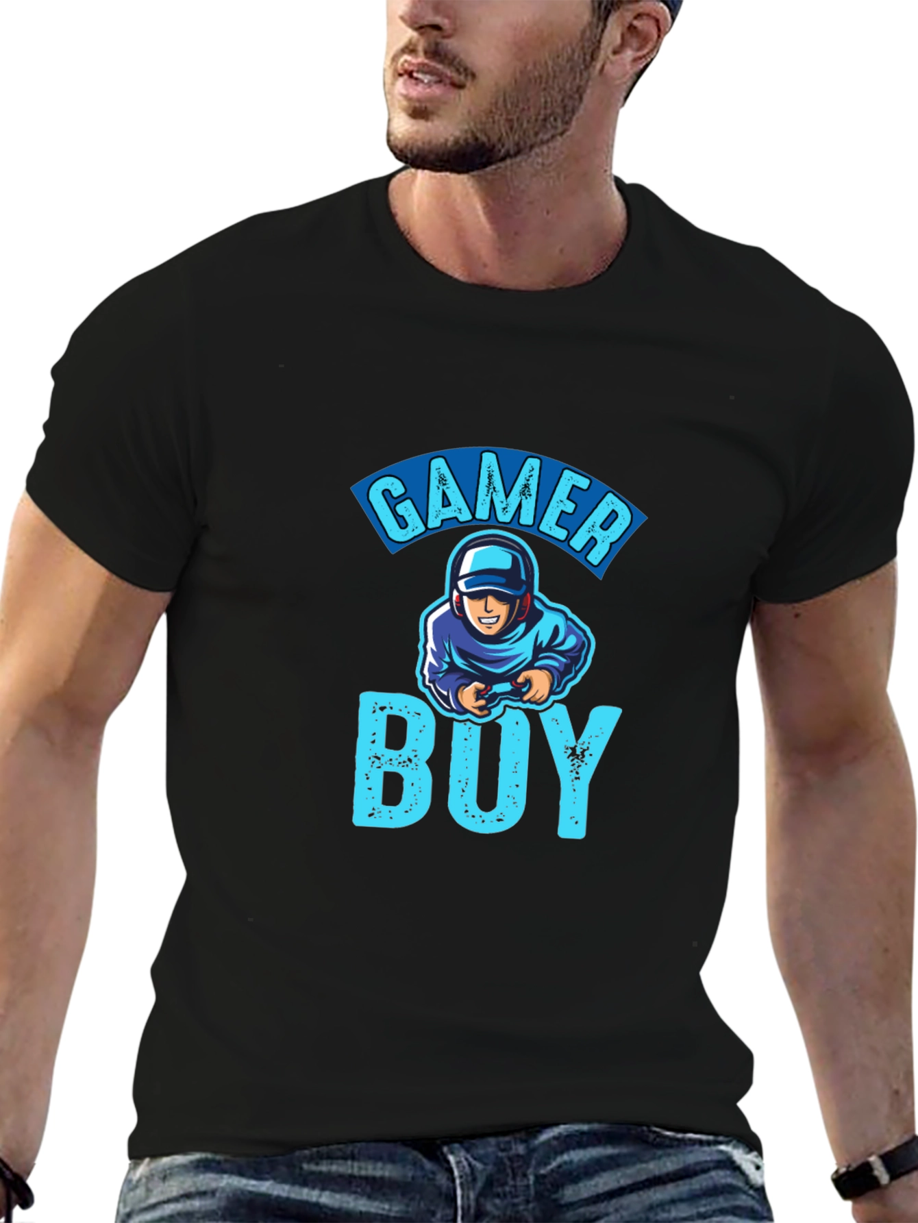 Gamer Boy Graphic T-Shirt - Black Cotton Tee