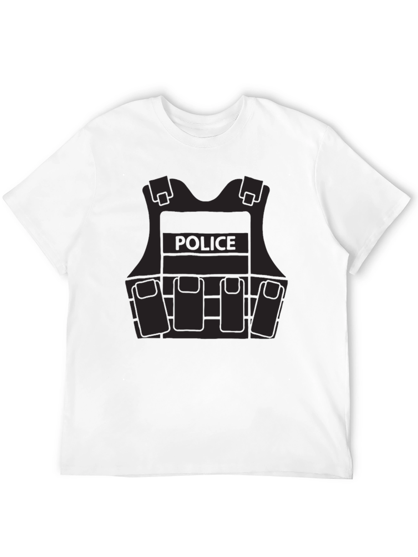 Police Vest Graphic Tee - Black Cotton Blend