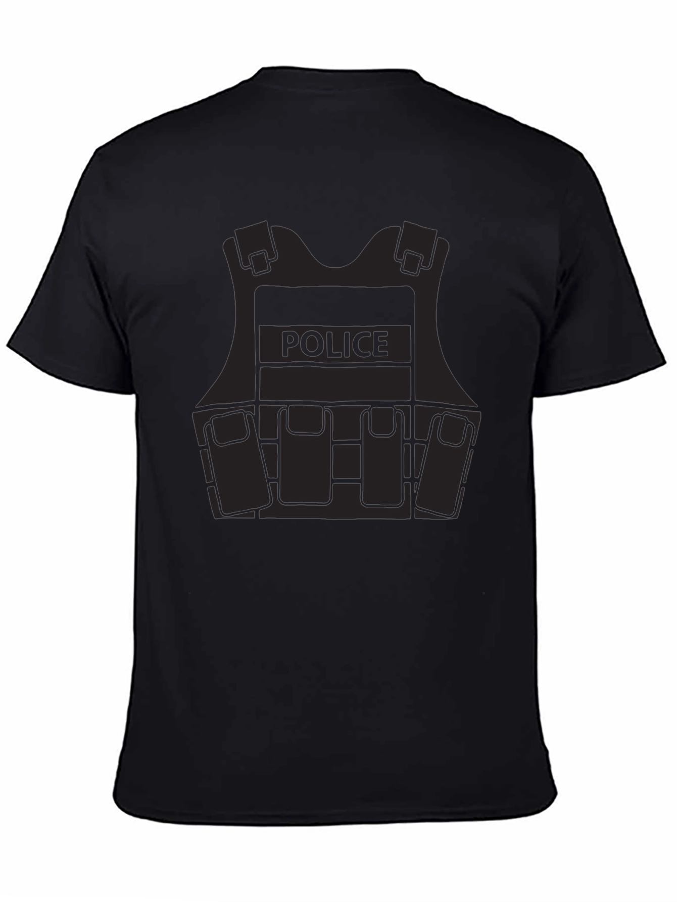 Police Vest Graphic Tee - Black Cotton Blend