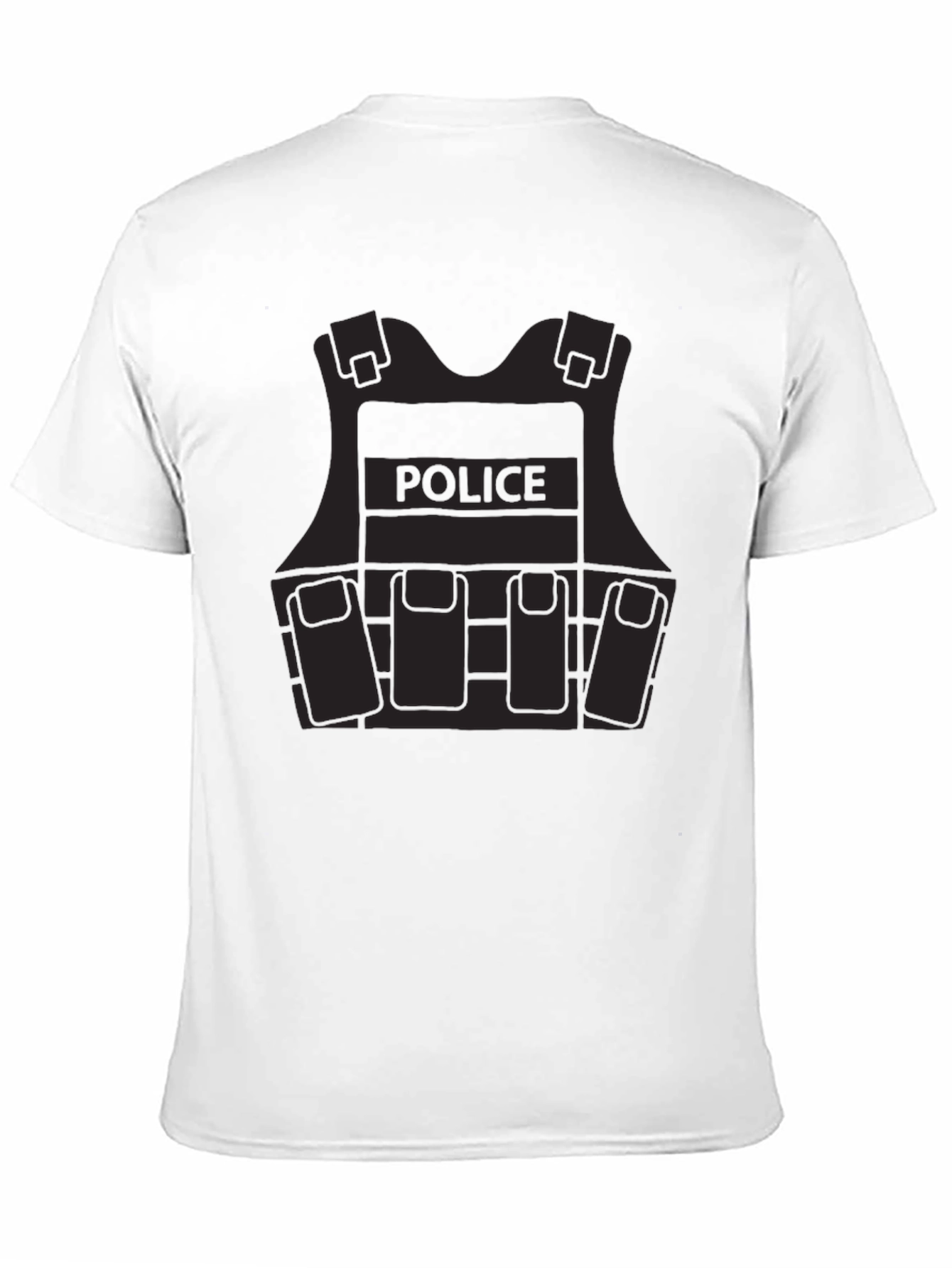 Police Vest Graphic Tee - Black Cotton Blend
