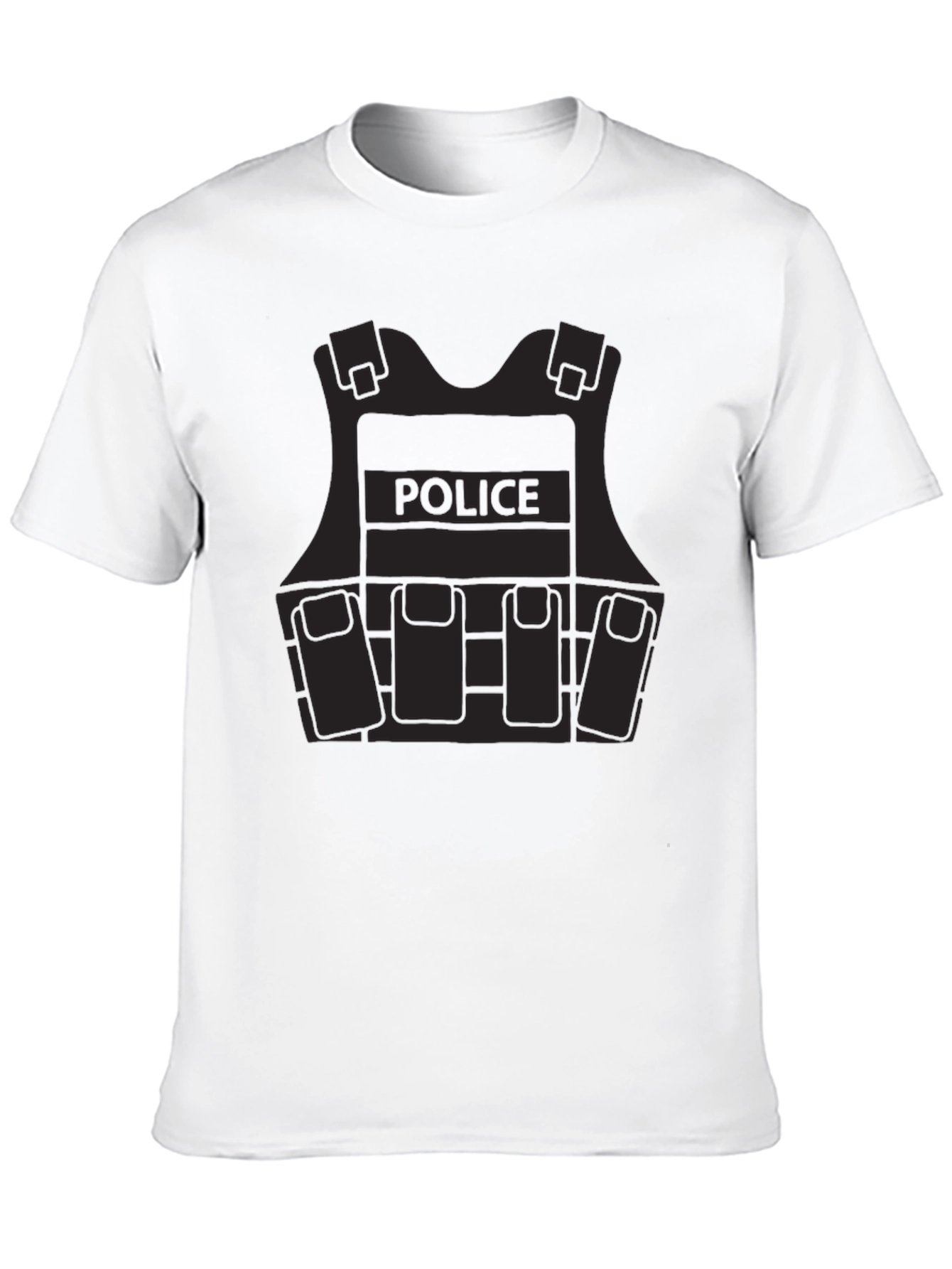 Police Vest Graphic Tee - Black Cotton Blend