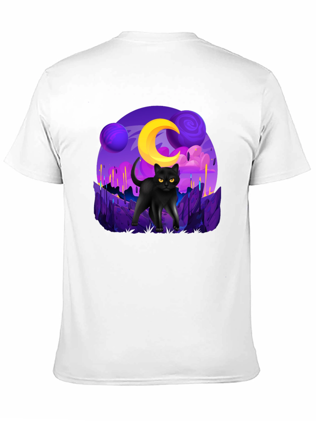 Cosmic Cat Graphic Tee - Unisex Black T-Shirt