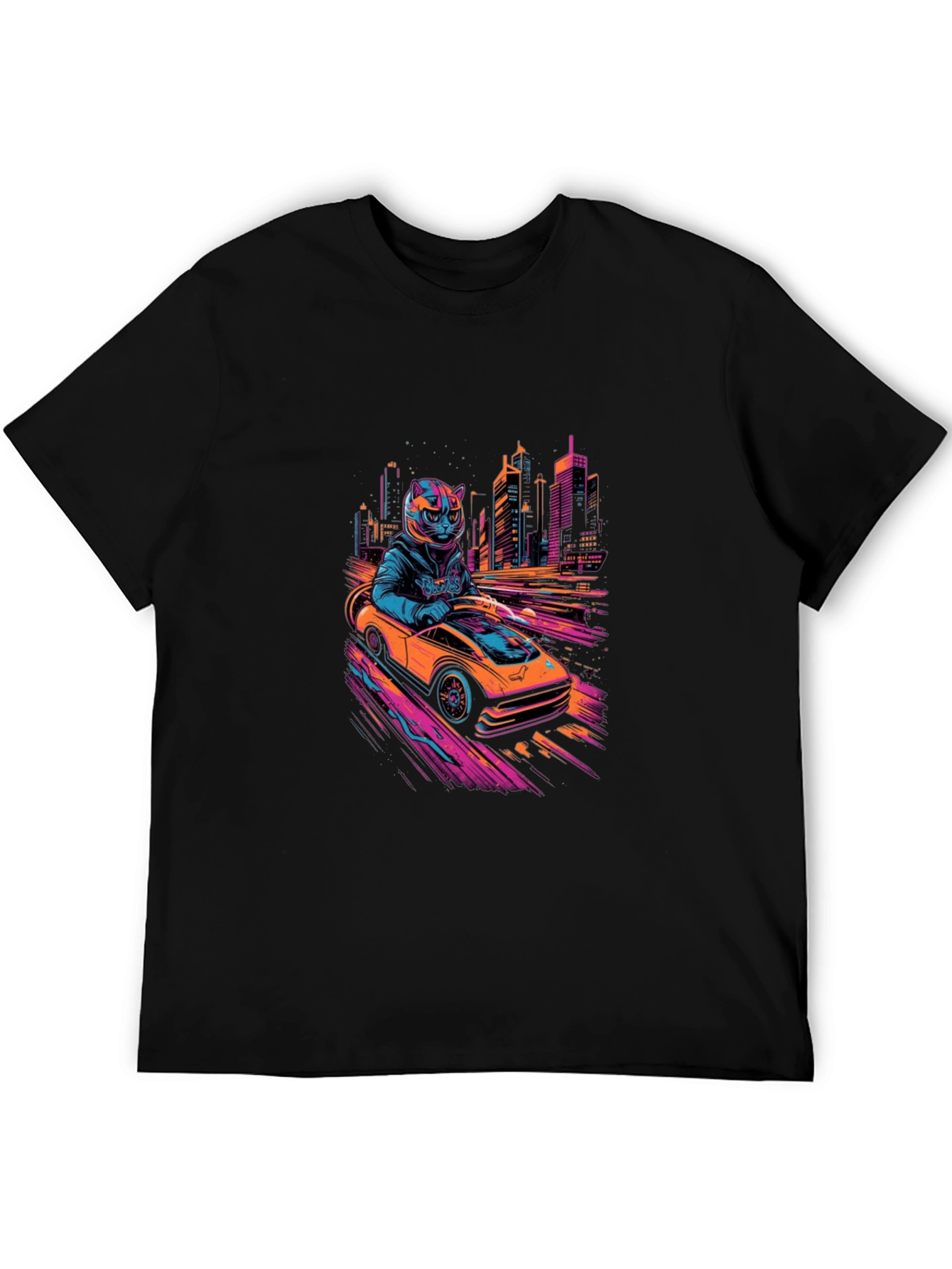 Cool Cat Racer T-Shirt - Black