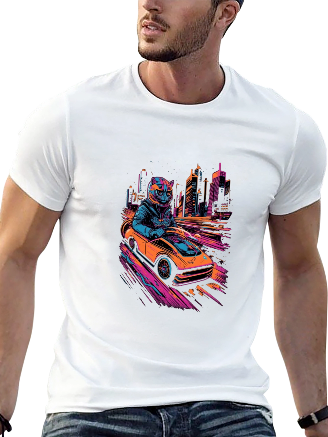 Cool Cat Racer T-Shirt - Black