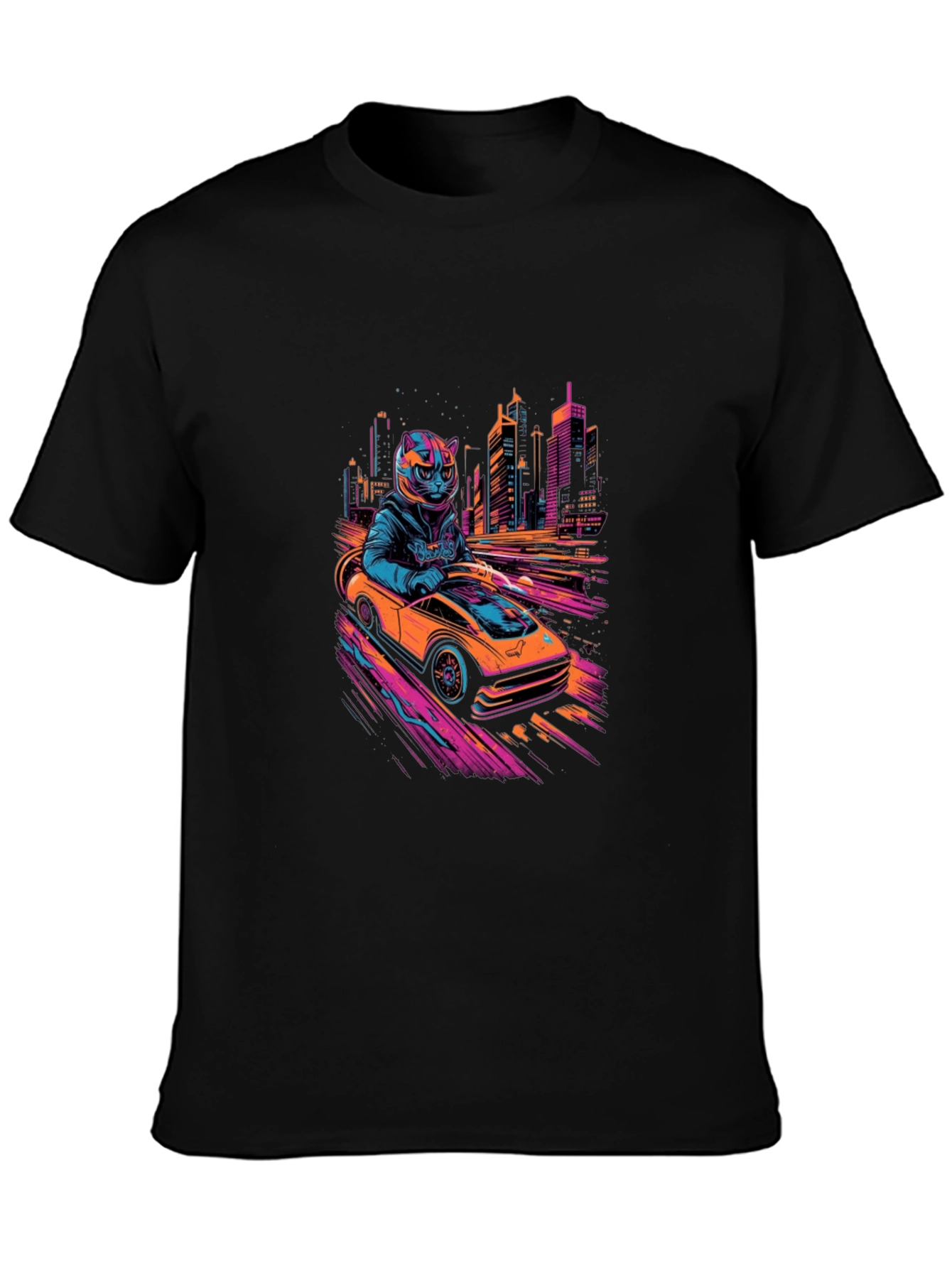 Cool Cat Racer T-Shirt - Black