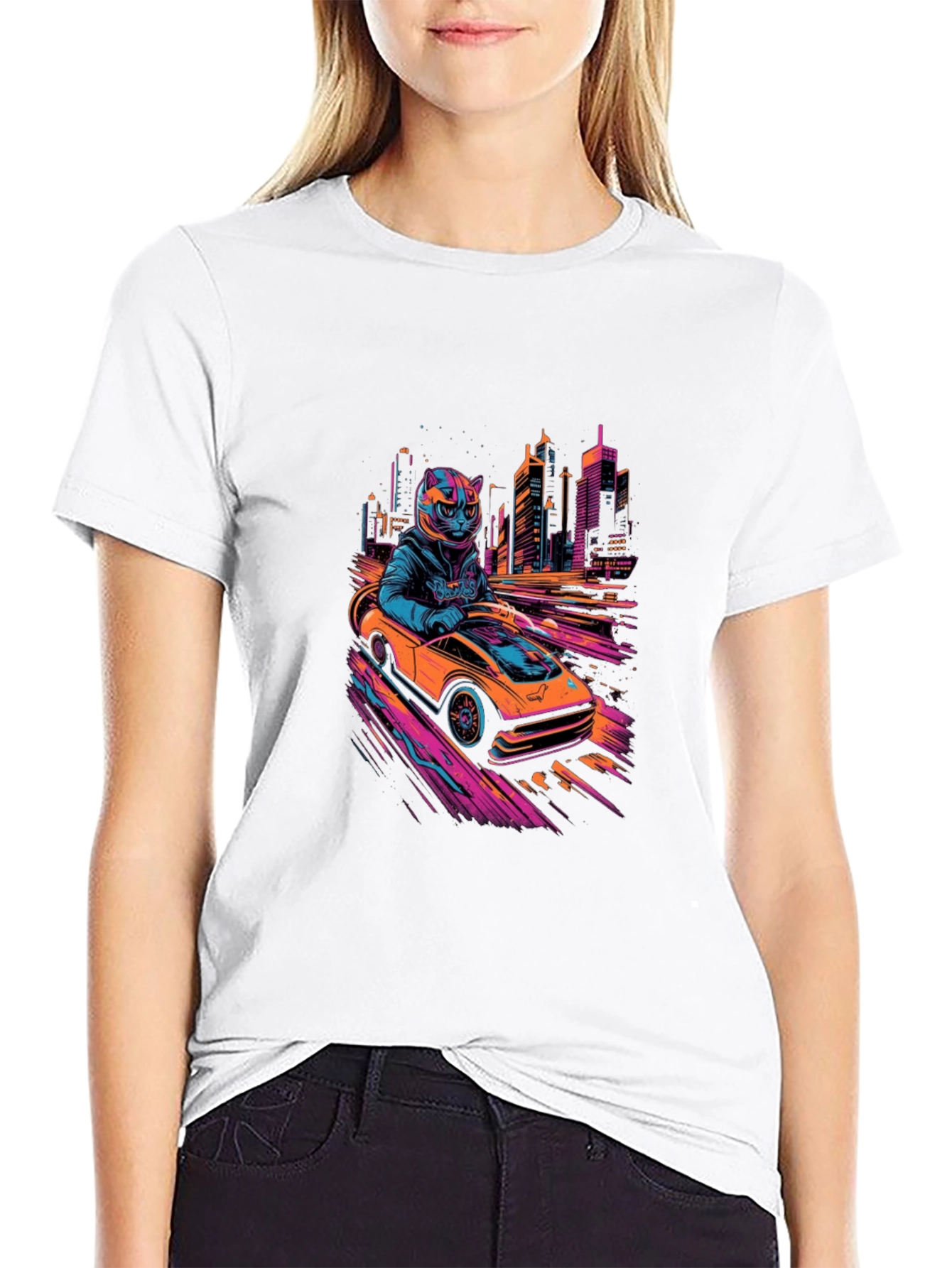 Cool Cat Racer T-Shirt - Black