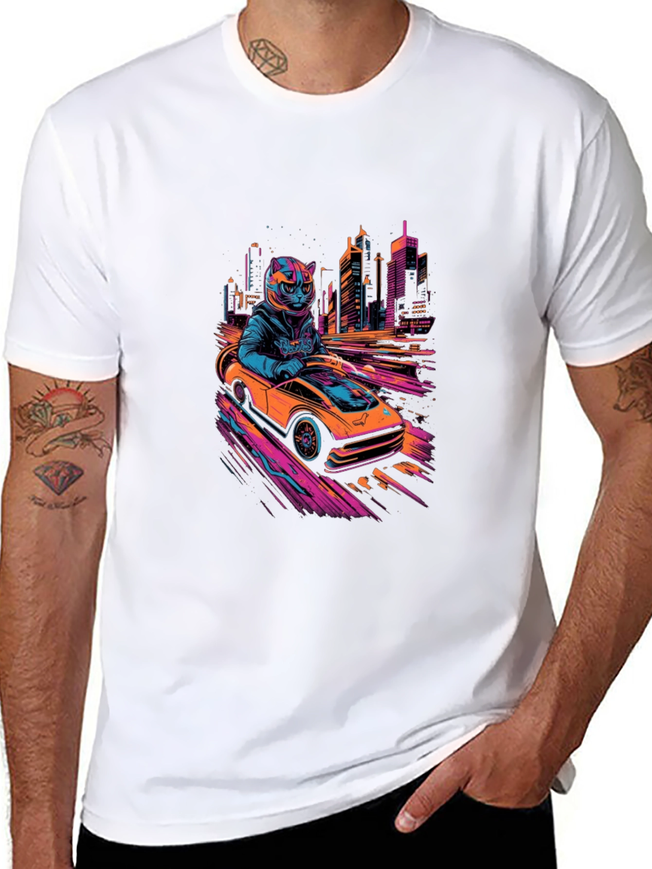 Cool Cat Racer T-Shirt - Black