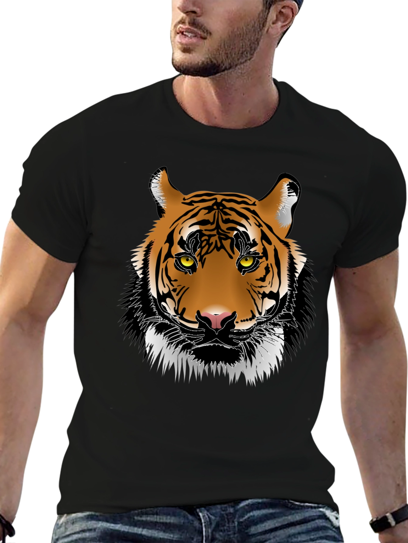Bold Tiger Graphic Tee - Black
