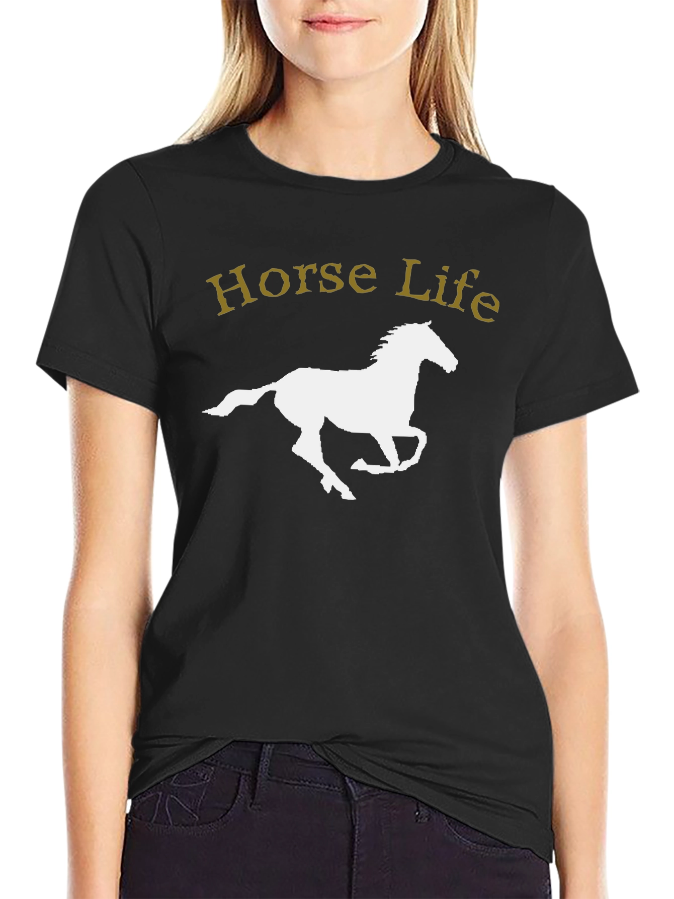 Horse Life Graphic T-Shirt - Black Cotton Tee