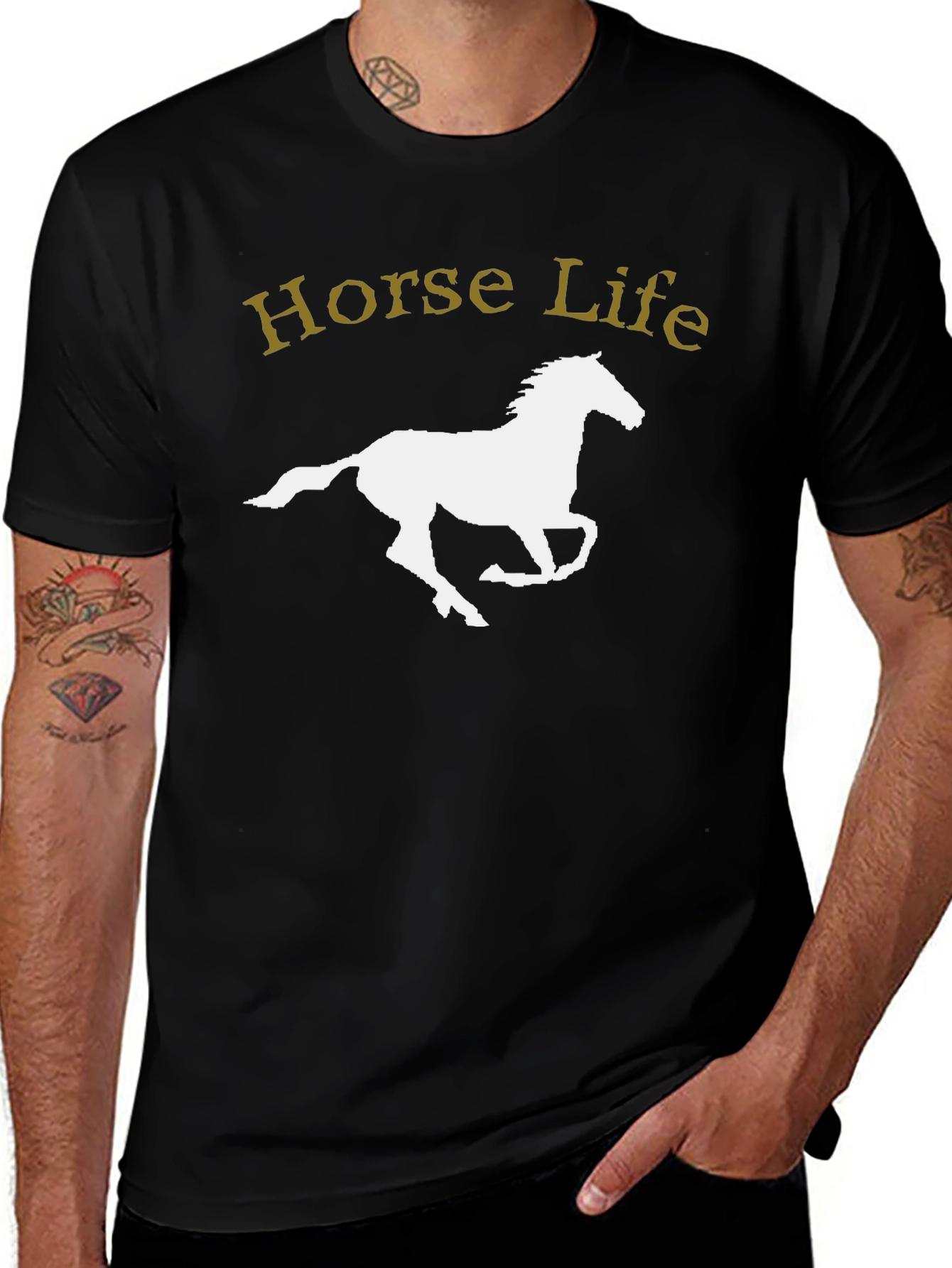 Horse Life Graphic T-Shirt - Black Cotton Tee