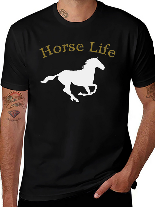 Horse Life Graphic T-Shirt - Black Cotton Tee
