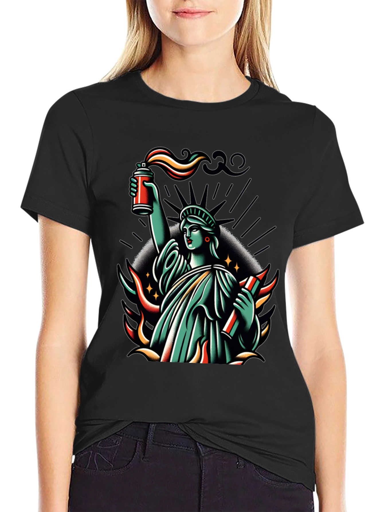 Liberty Spray Paint Graphic T-Shirt - Black