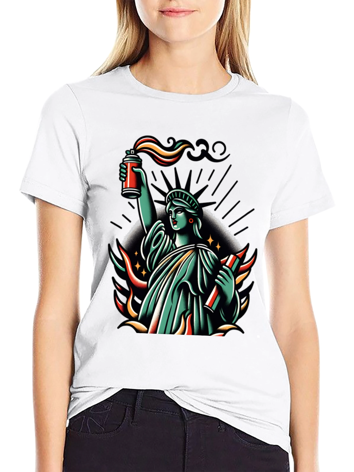 Liberty Spray Paint Graphic T-Shirt - Black