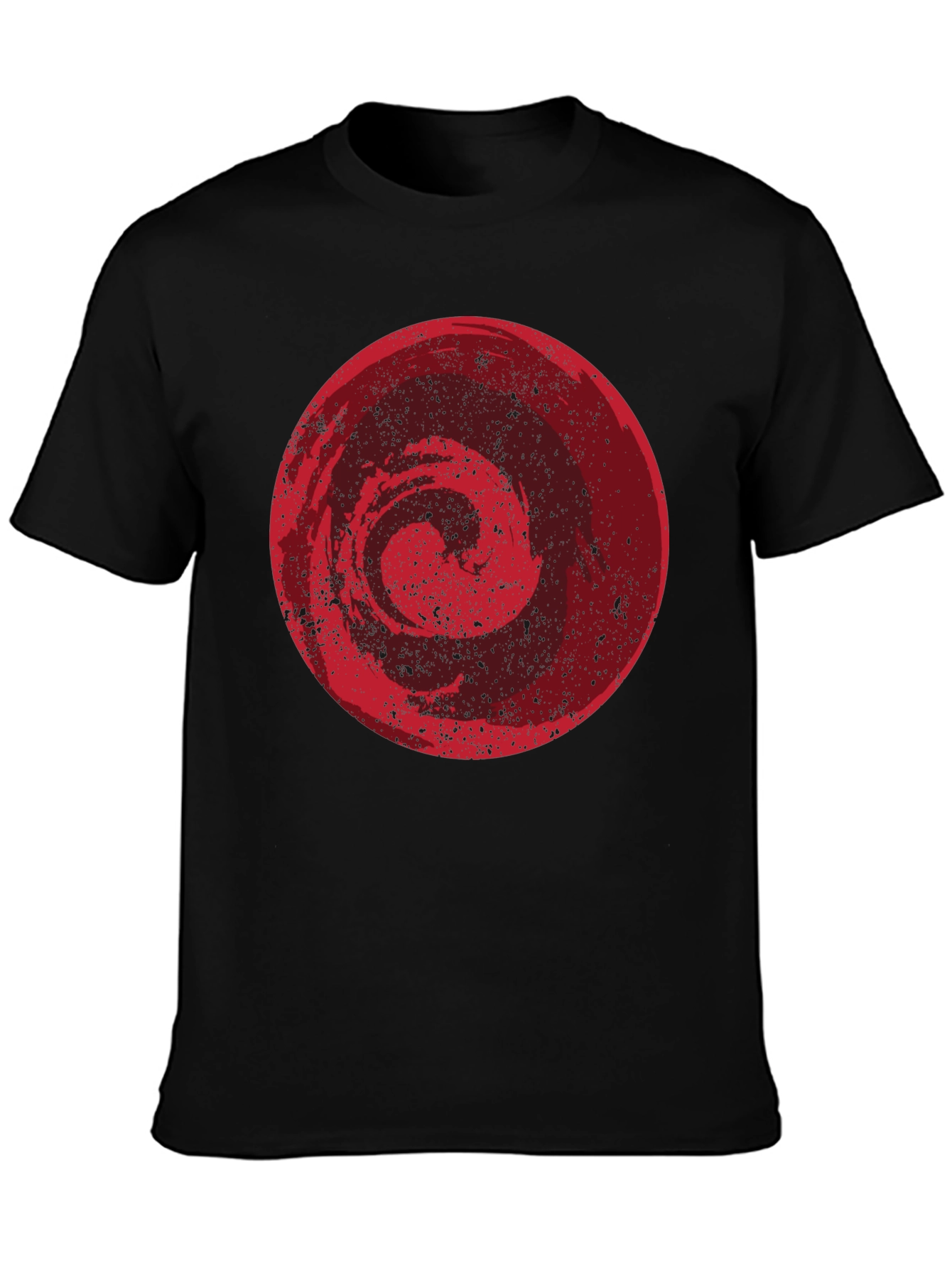 Abstract Red Circle Graphic Black T-Shirt