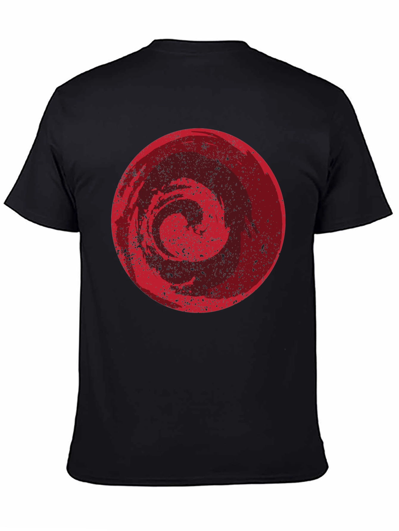Abstract Red Circle Graphic Black T-Shirt