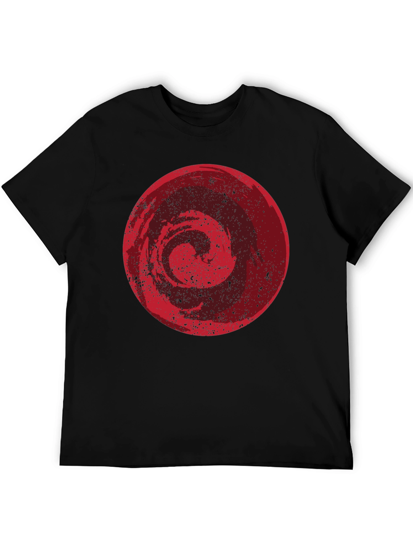 Abstract Red Circle Graphic Black T-Shirt