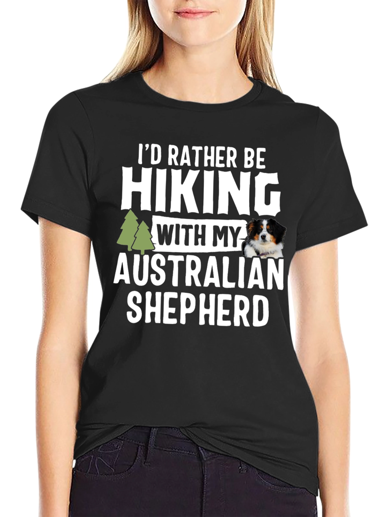 Hiking Australian Shepherd Graphic Tee