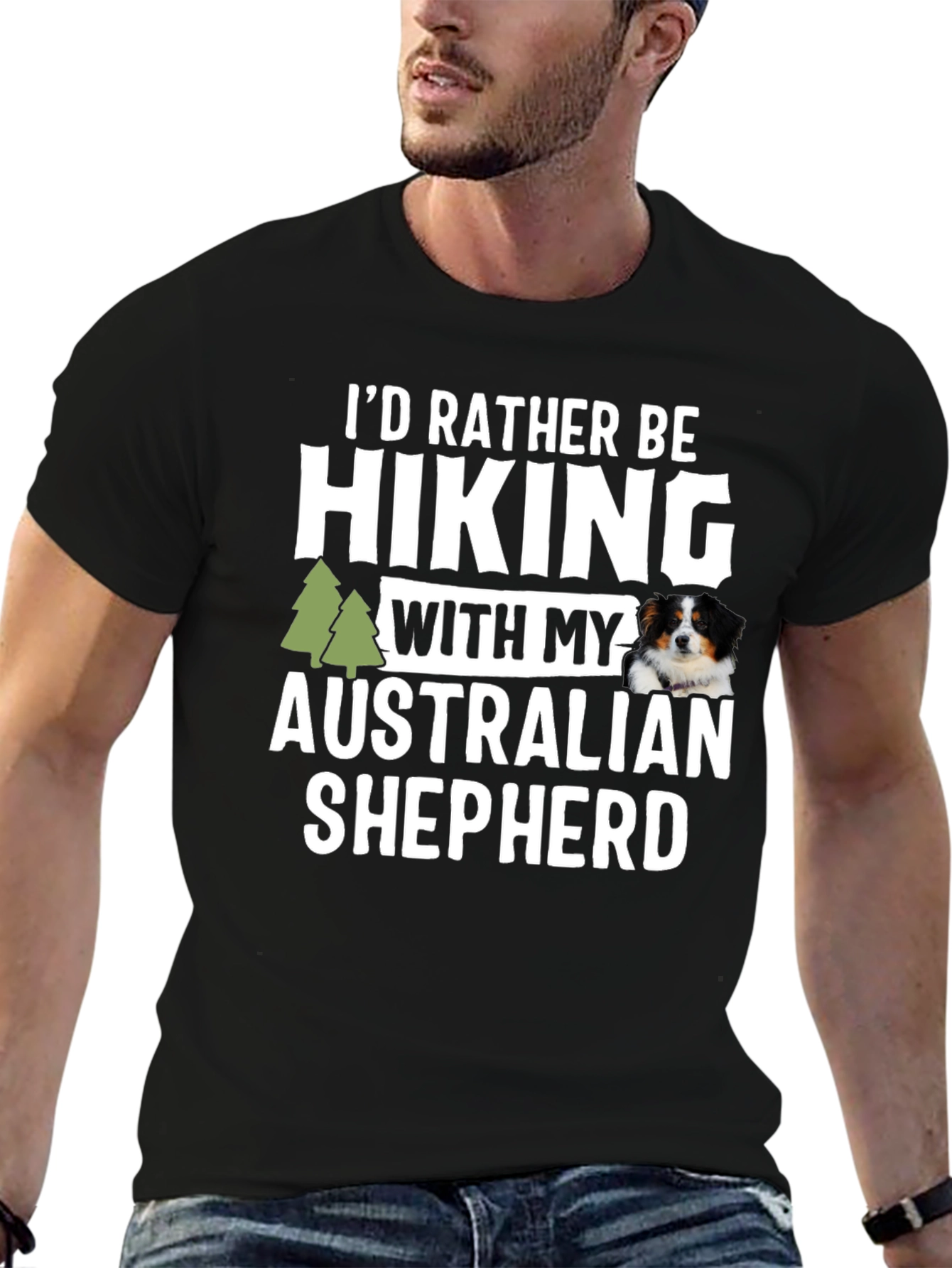 Hiking Australian Shepherd Graphic Tee
