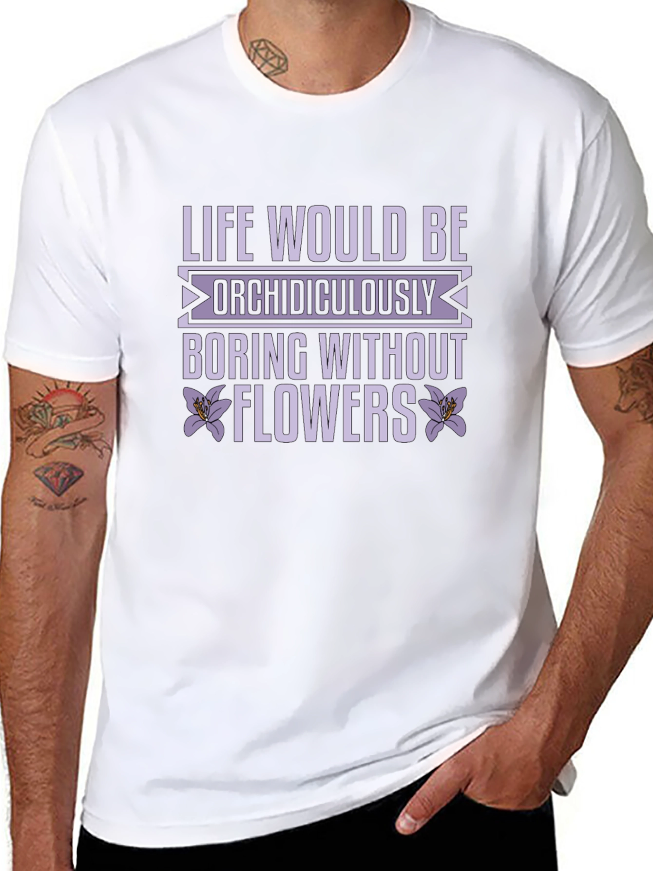 Life Needs Flowers Black Graphic Tee Shirt